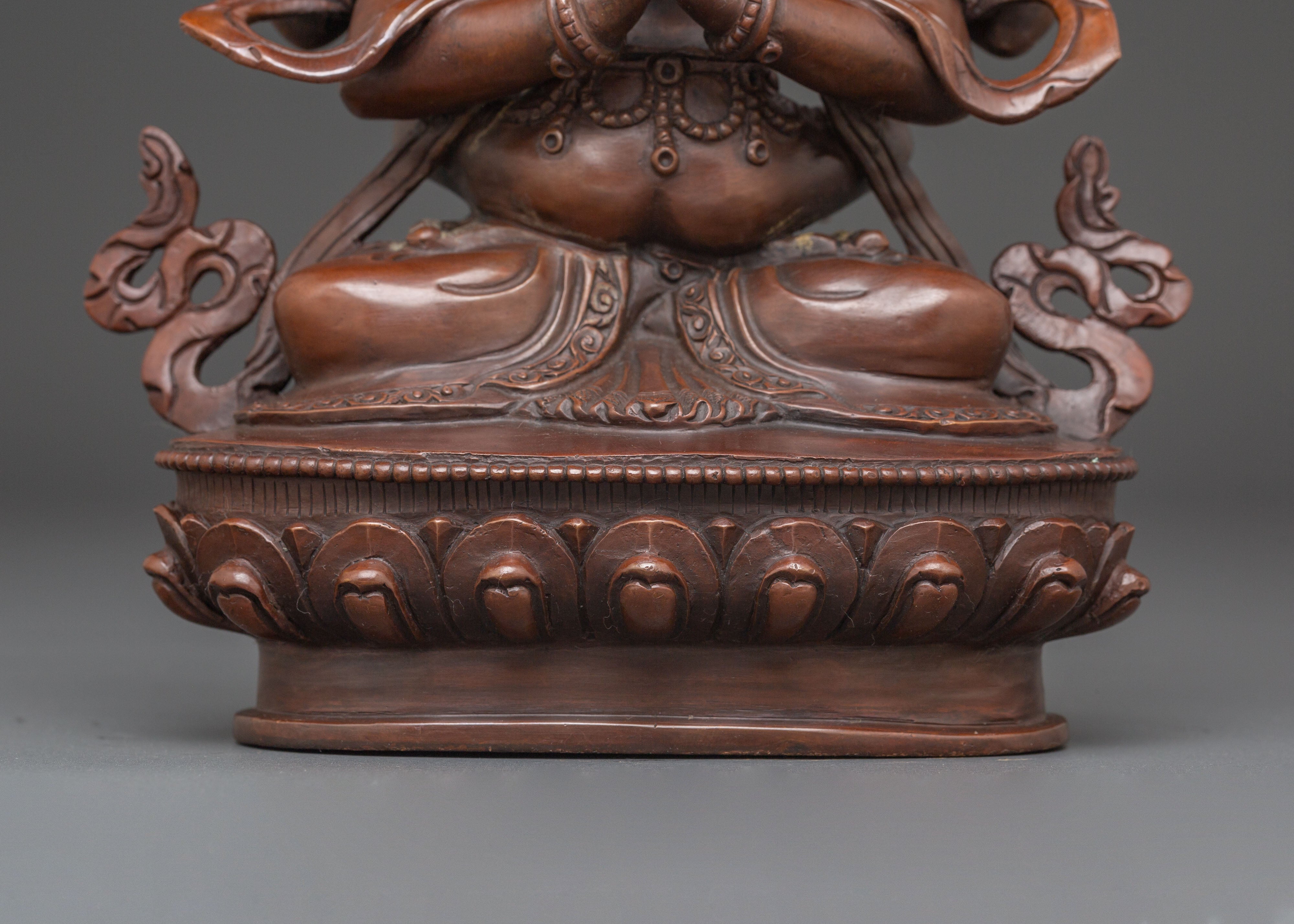 Handmade Oxidized Copper Statue of Bodhisattva Chenrezig
