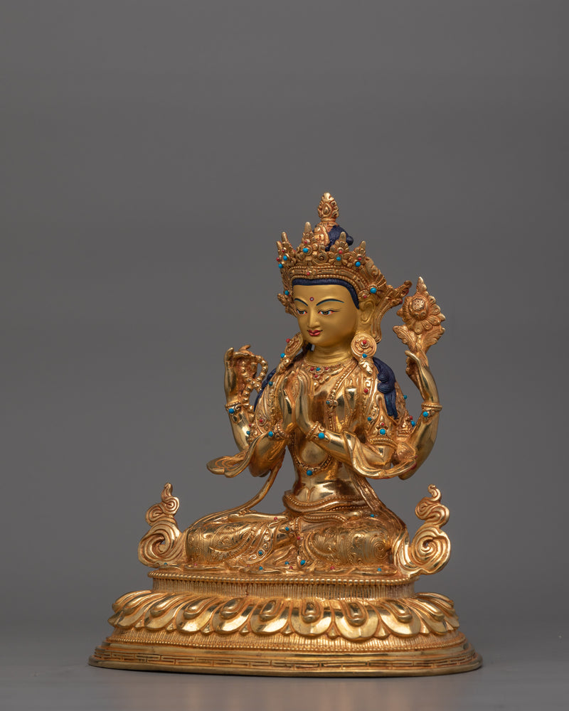 Historical 4 Armed Chenrezig Statue | Avalokiteshvara Sculpture