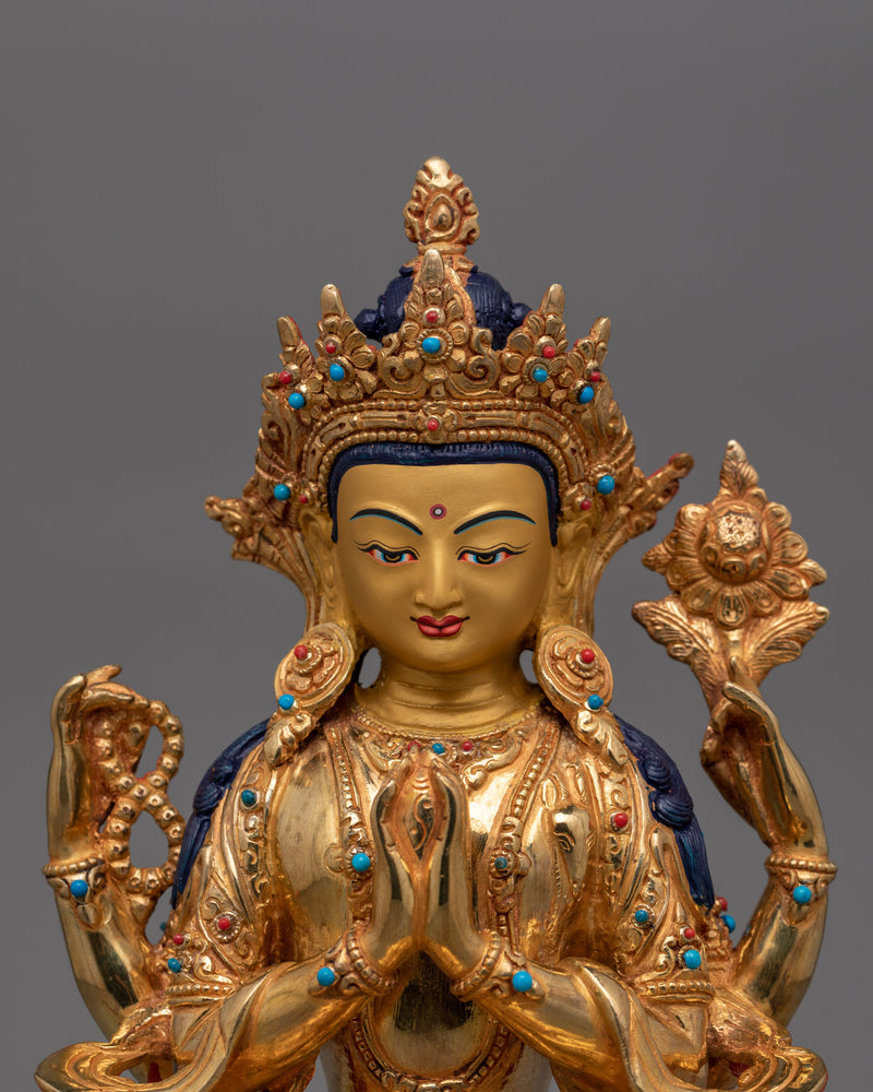 Historical 4 Armed Chenrezig Statue | Avalokiteshvara Sculpture