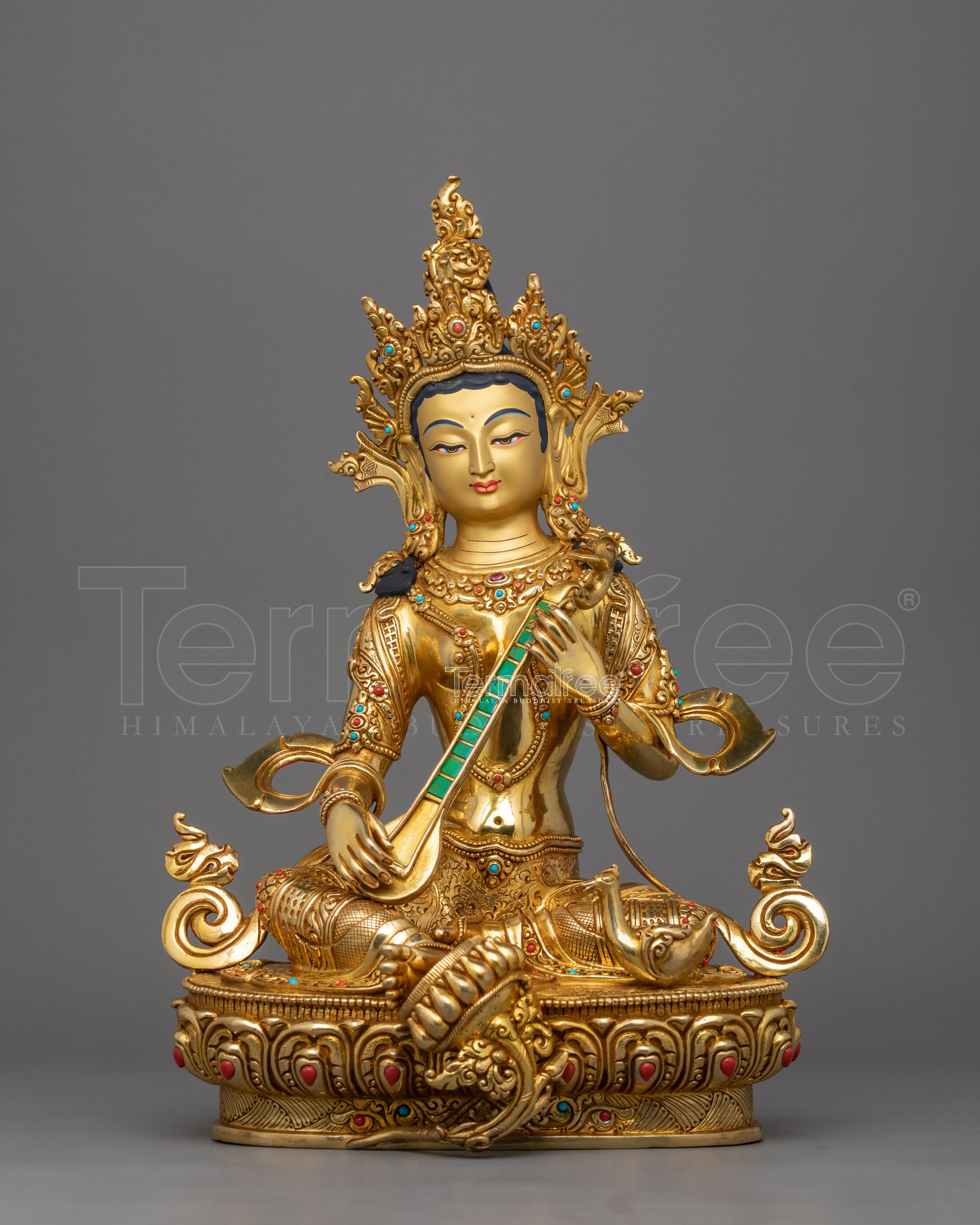 Himalayan Figurine of Hindu Goddess Saraswati | Goddess of Wisdom and Knowledge