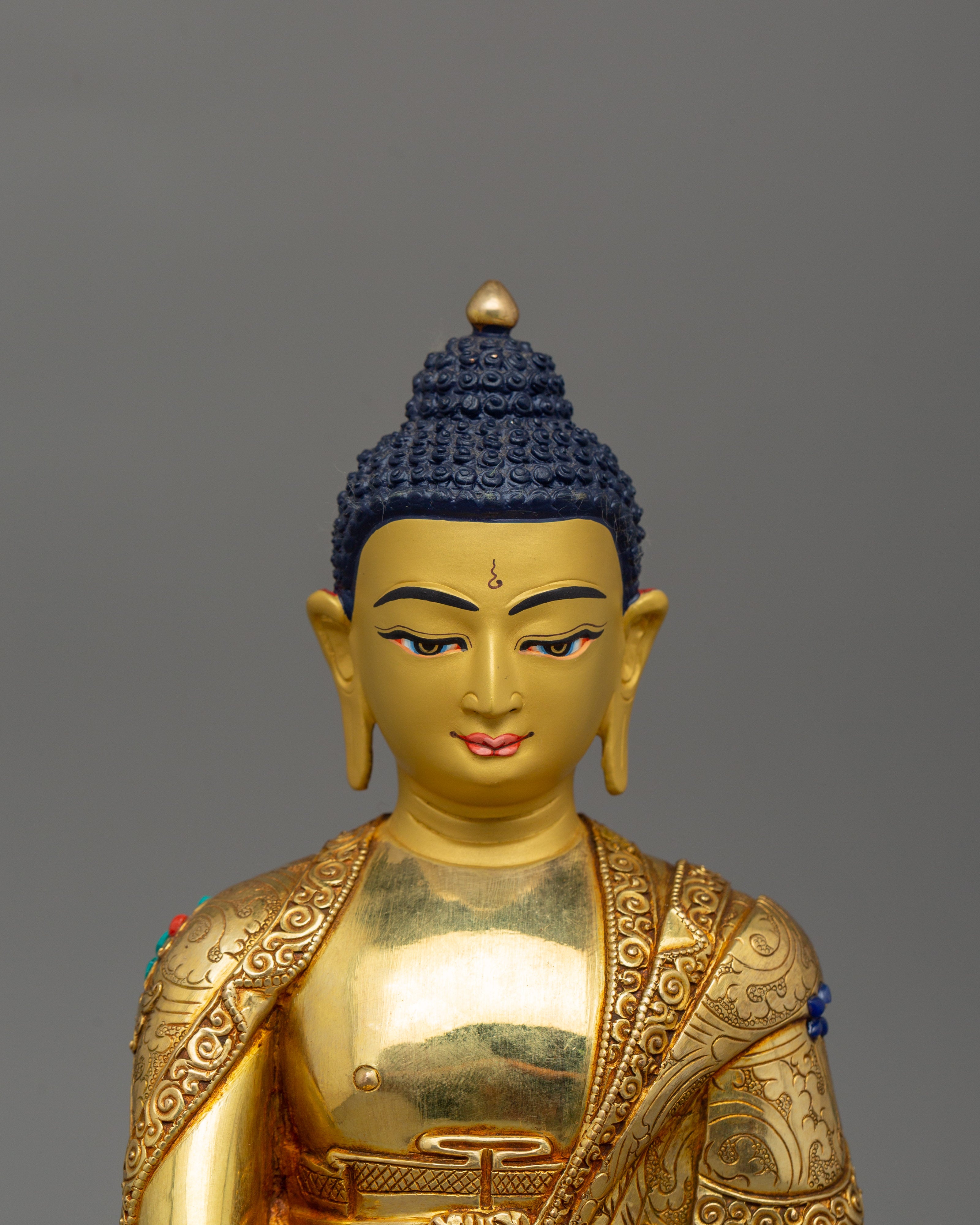 Tibetan Figurine of Buddhist Deity Shakyamuni Buddha | The Enlightened Dharma Teacher