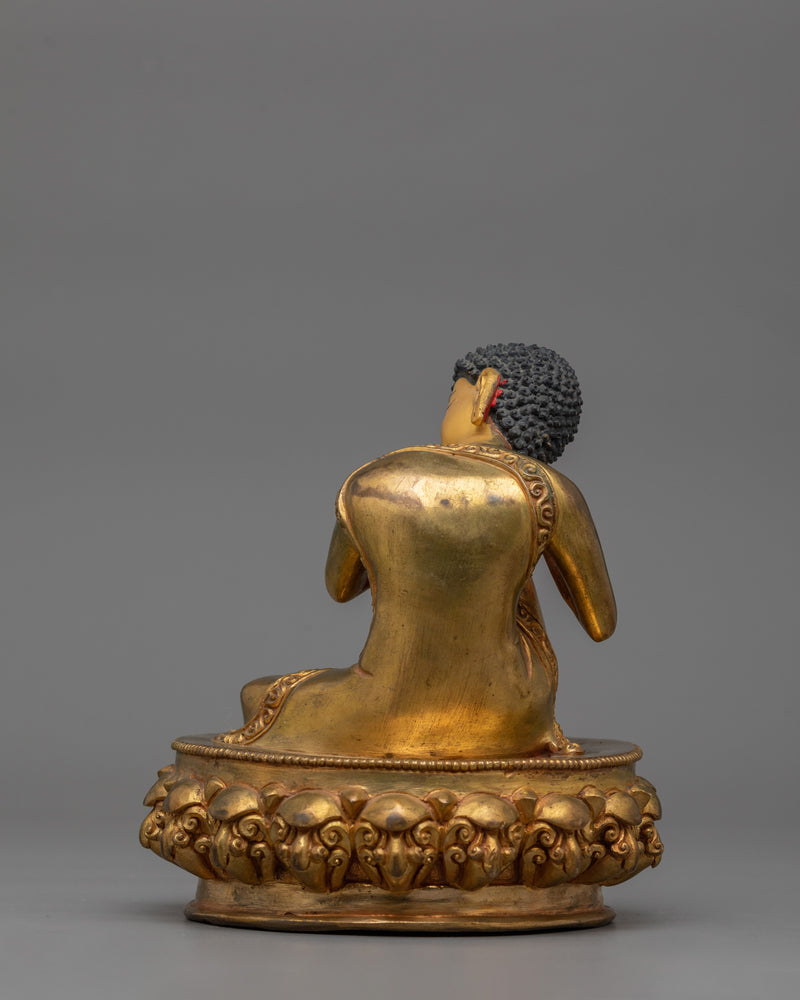 Handmade Tibetan Sculpture of Buddha | 24K Gold Gilded Copper Sculpture
