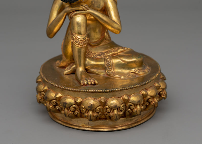 Handmade Tibetan Sculpture of Buddha | 24K Gold Gilded Copper Sculpture