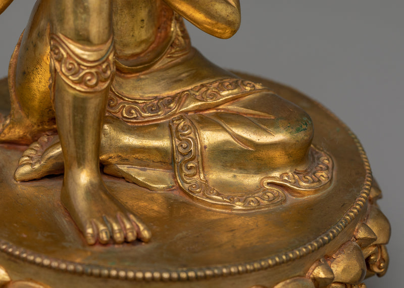 Handmade Tibetan Sculpture of Buddha | 24K Gold Gilded Copper Sculpture