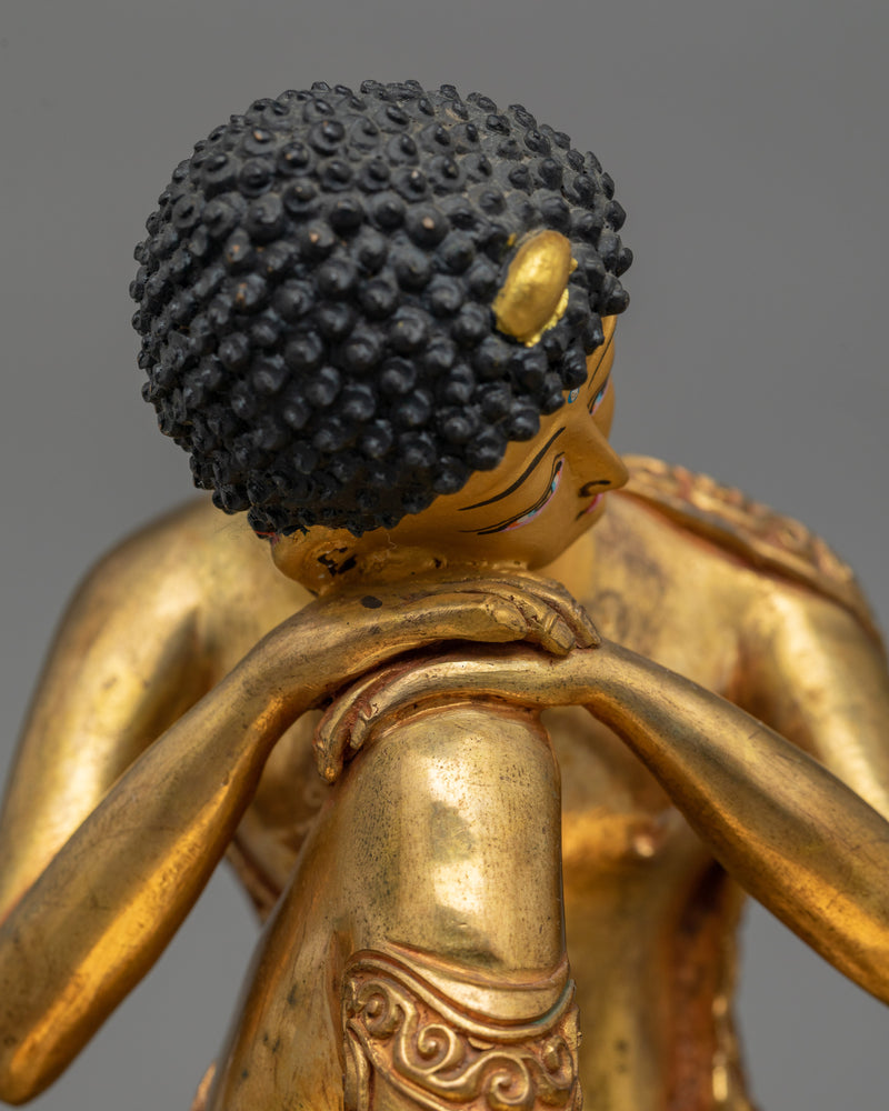 Handmade Tibetan Sculpture of Buddha | 24K Gold Gilded Copper Sculpture