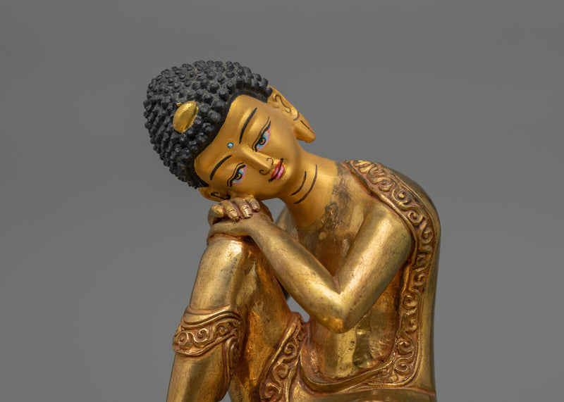 Handmade Tibetan Sculpture of Buddha | 24K Gold Gilded Copper Sculpture