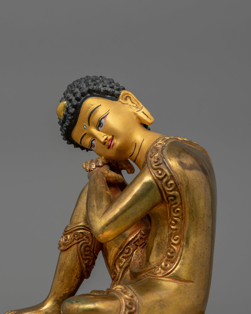 Handmade Tibetan Sculpture of Buddha | 24K Gold Gilded Copper Sculpture