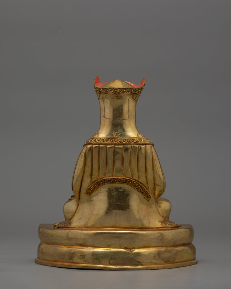 Buddhist Guru Gampopa Statue | 24K Gold Gilded Buddhist Sculpture