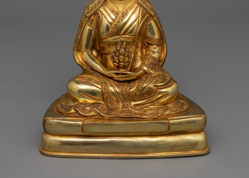 Buddhist Guru Gampopa Statue | 24K Gold Gilded Buddhist Sculpture