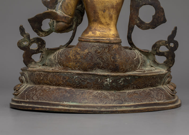 Handcrafted Antique Finish Manjushri Statue | Bodhisattva Wisdom Deity