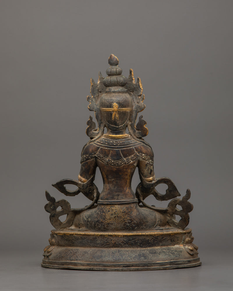 Himalayan Treasure Amitayus Statue | Antique Finish Sculpture