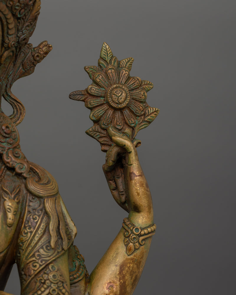 Antique Finish 4 Armed Chenrezig Statue | Helping Goddess Sculpture