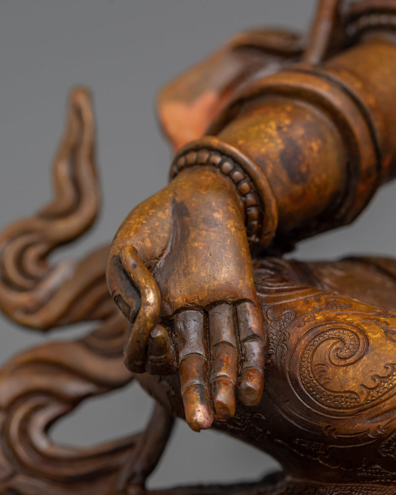 Handmade Green Tara Protector Deity | Oxidized Copper Body