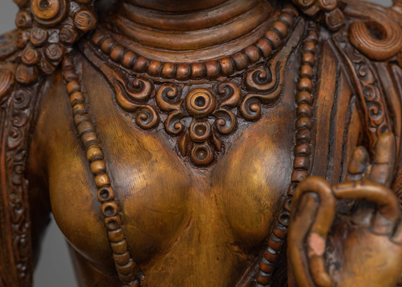 Handmade Green Tara Protector Deity | Oxidized Copper Body