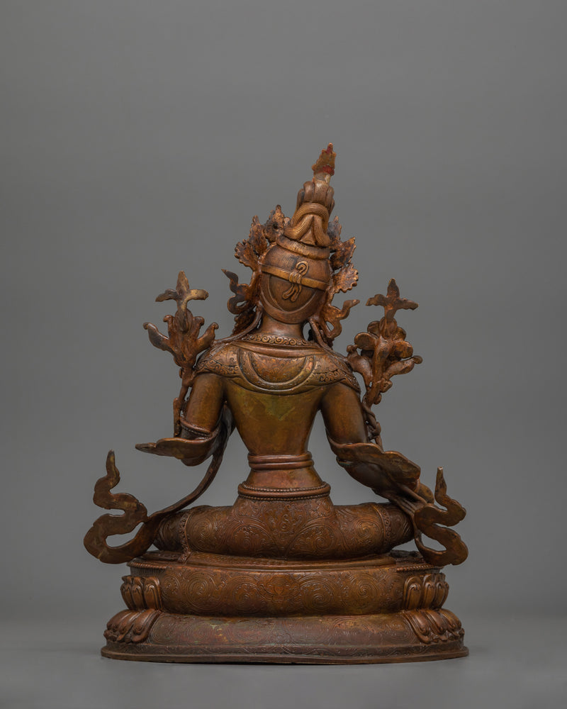 Handmade Green Tara Protector Deity | Oxidized Copper Body