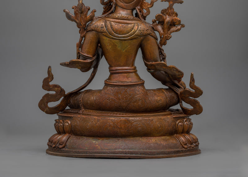 Handmade Green Tara Protector Deity | Oxidized Copper Body