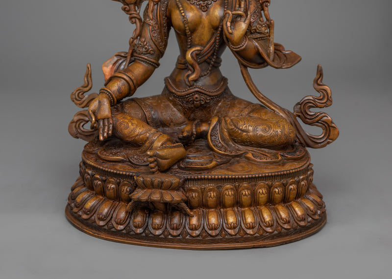Handmade Green Tara Protector Deity | Oxidized Copper Body