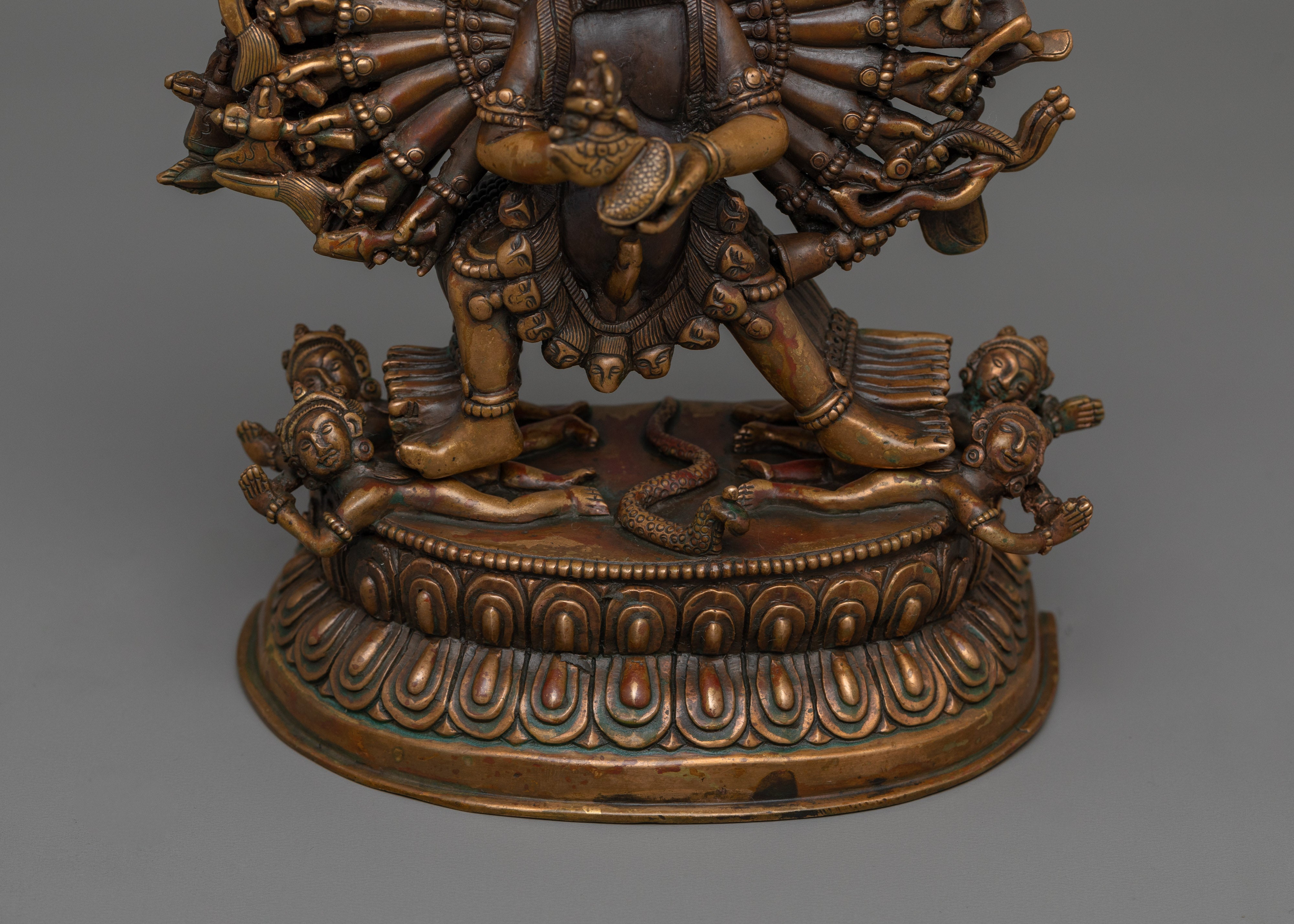 Handmade Buffalo Head Yamantaka  | Oxidized Body Deity
