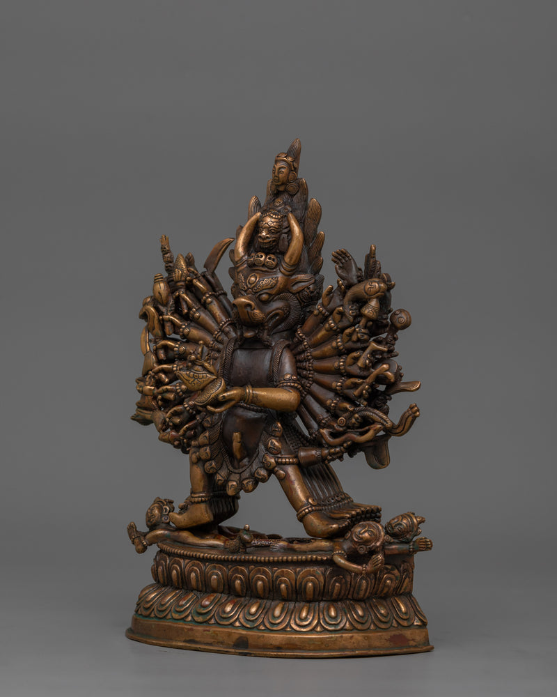 Handmade Buffalo Head Yamantaka  | Oxidized Body Deity