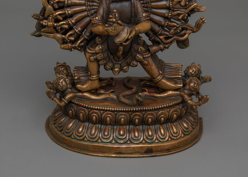 Handmade Buffalo Head Yamantaka  | Oxidized Body Deity