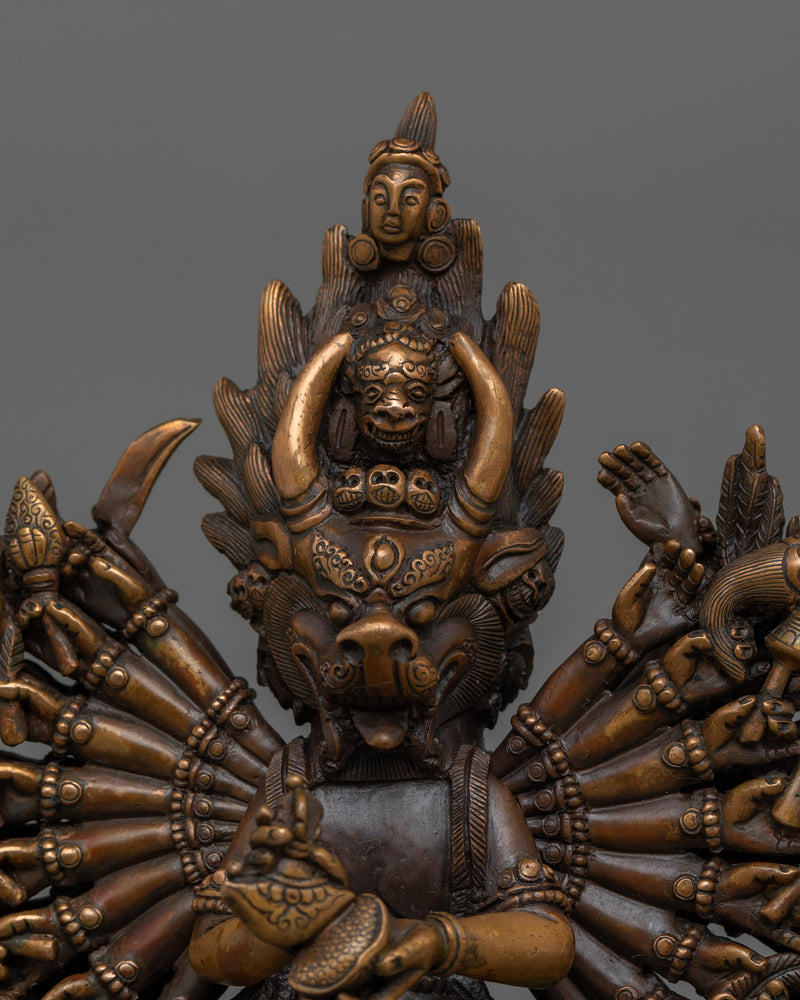 Handmade Buffalo Head Yamantaka  | Oxidized Body Deity