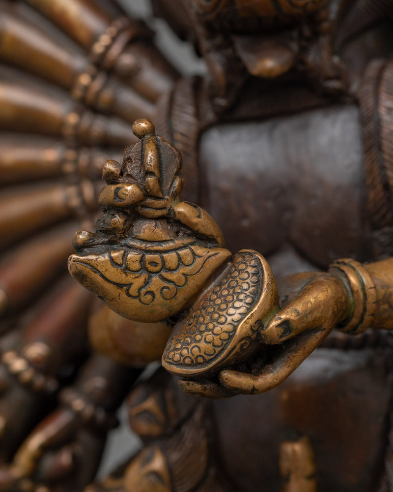 Handmade Buffalo Head Yamantaka  | Oxidized Body Deity