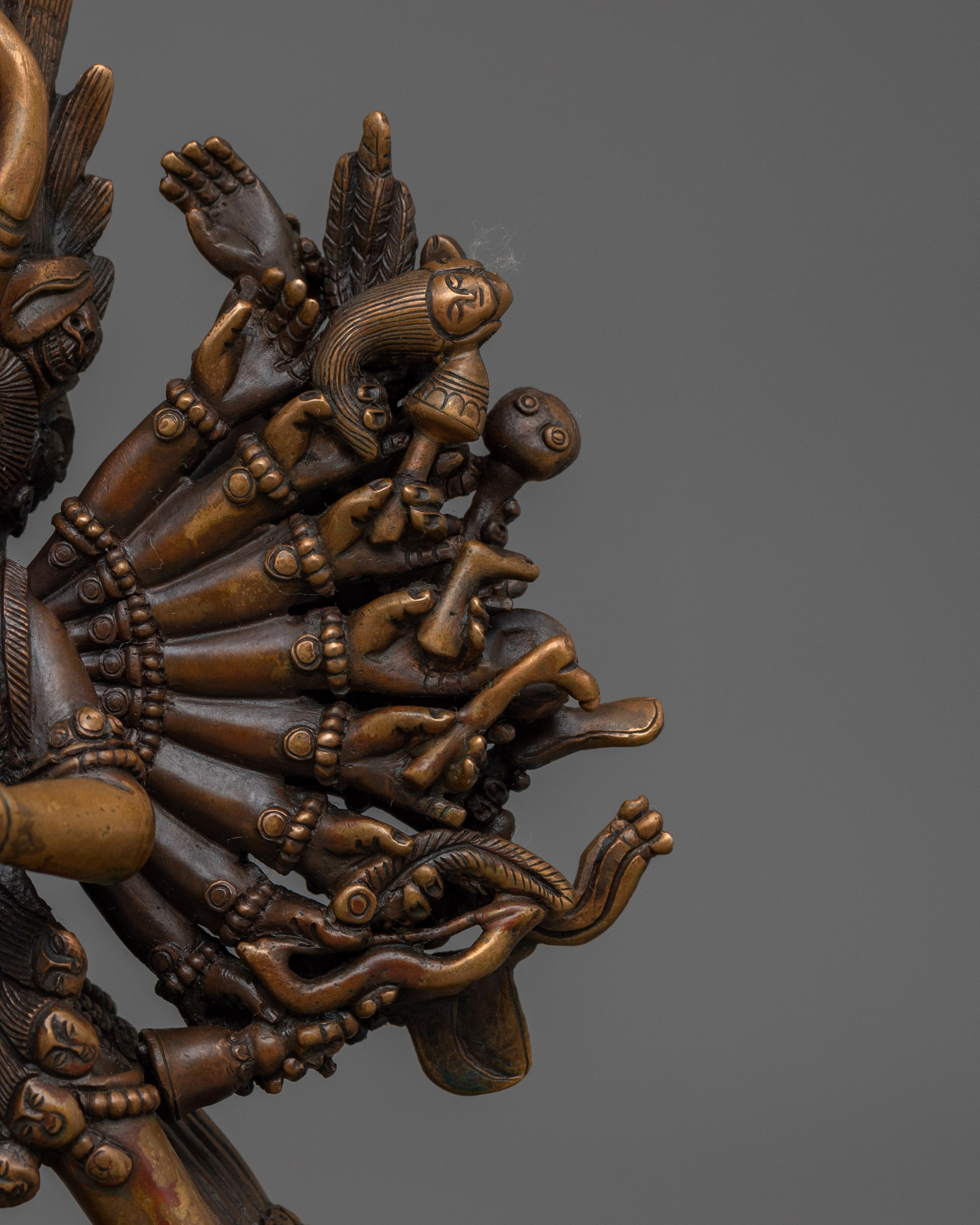 Handmade Buffalo Head Yamantaka  | Oxidized Body Deity