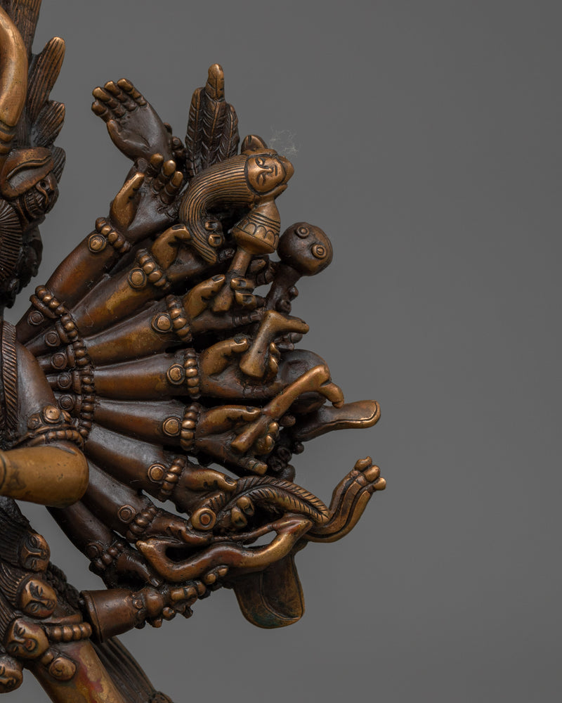 Handmade Buffalo Head Yamantaka  | Oxidized Body Deity