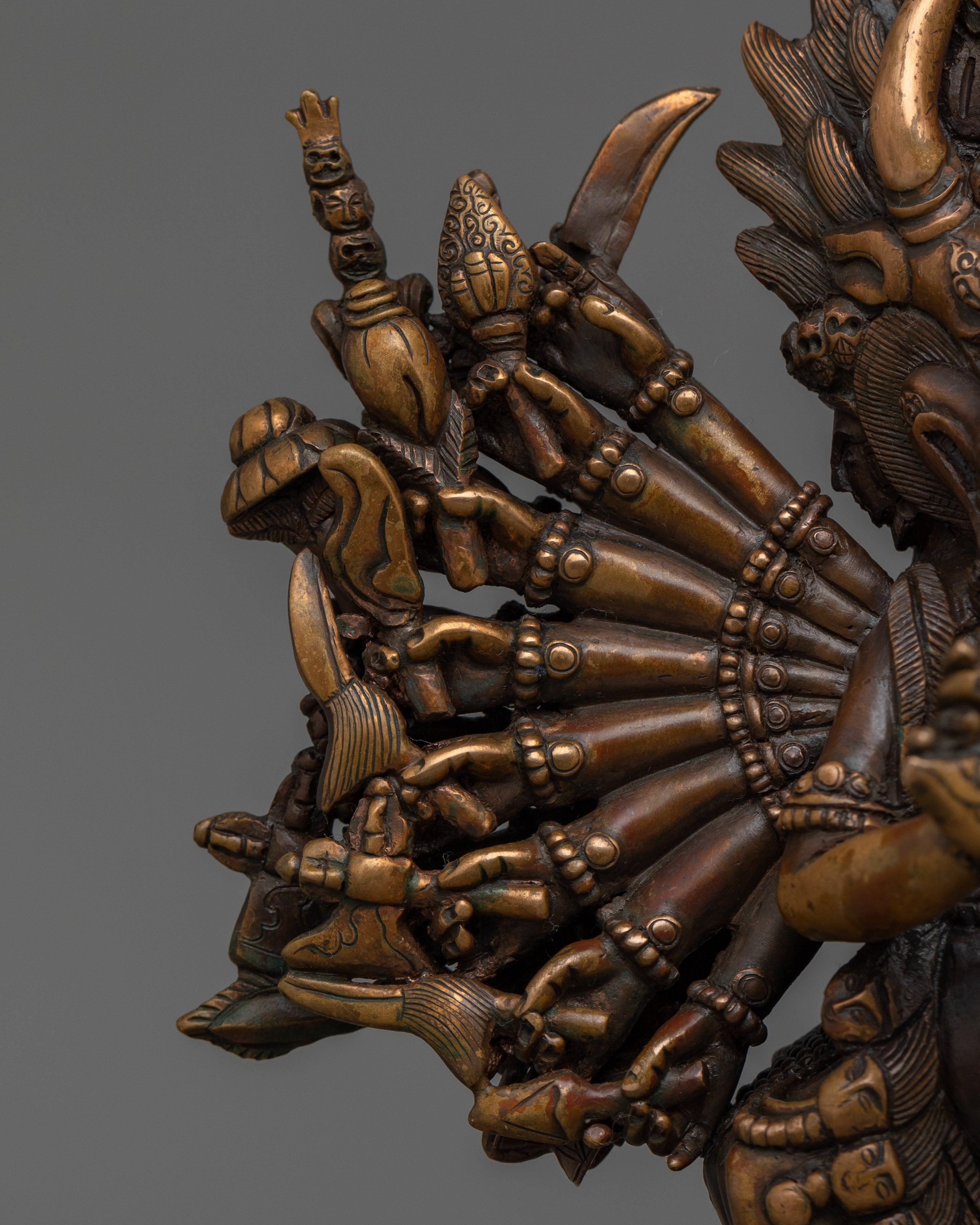 Handmade Buffalo Head Yamantaka  | Oxidized Body Deity