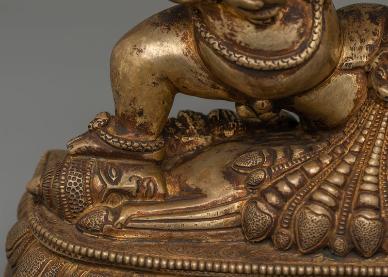 Small Black Dzambhala Statue | 24K Gold Gilded Art
