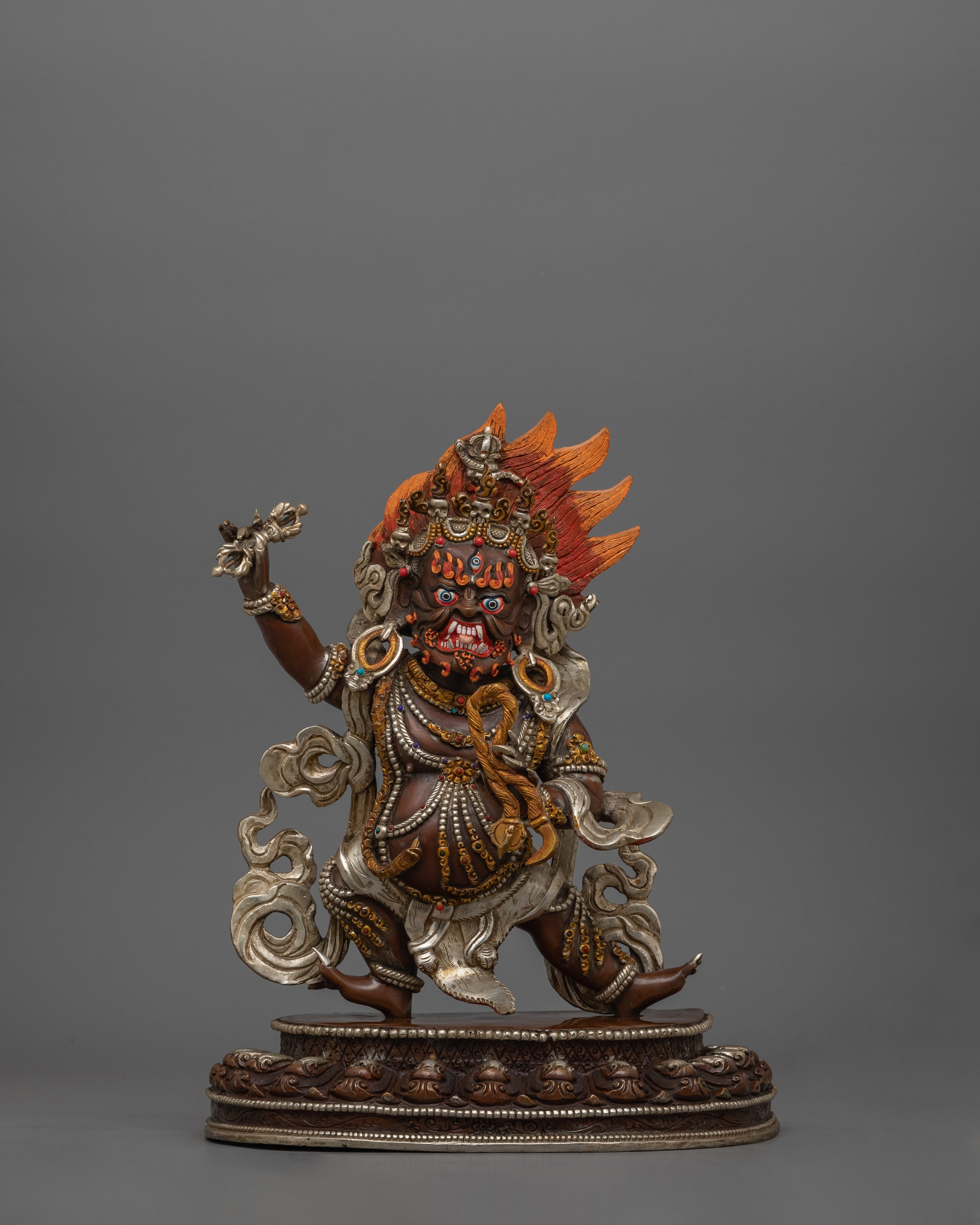 Protection Deity Vajrapani Statue | Silver Plated Statue