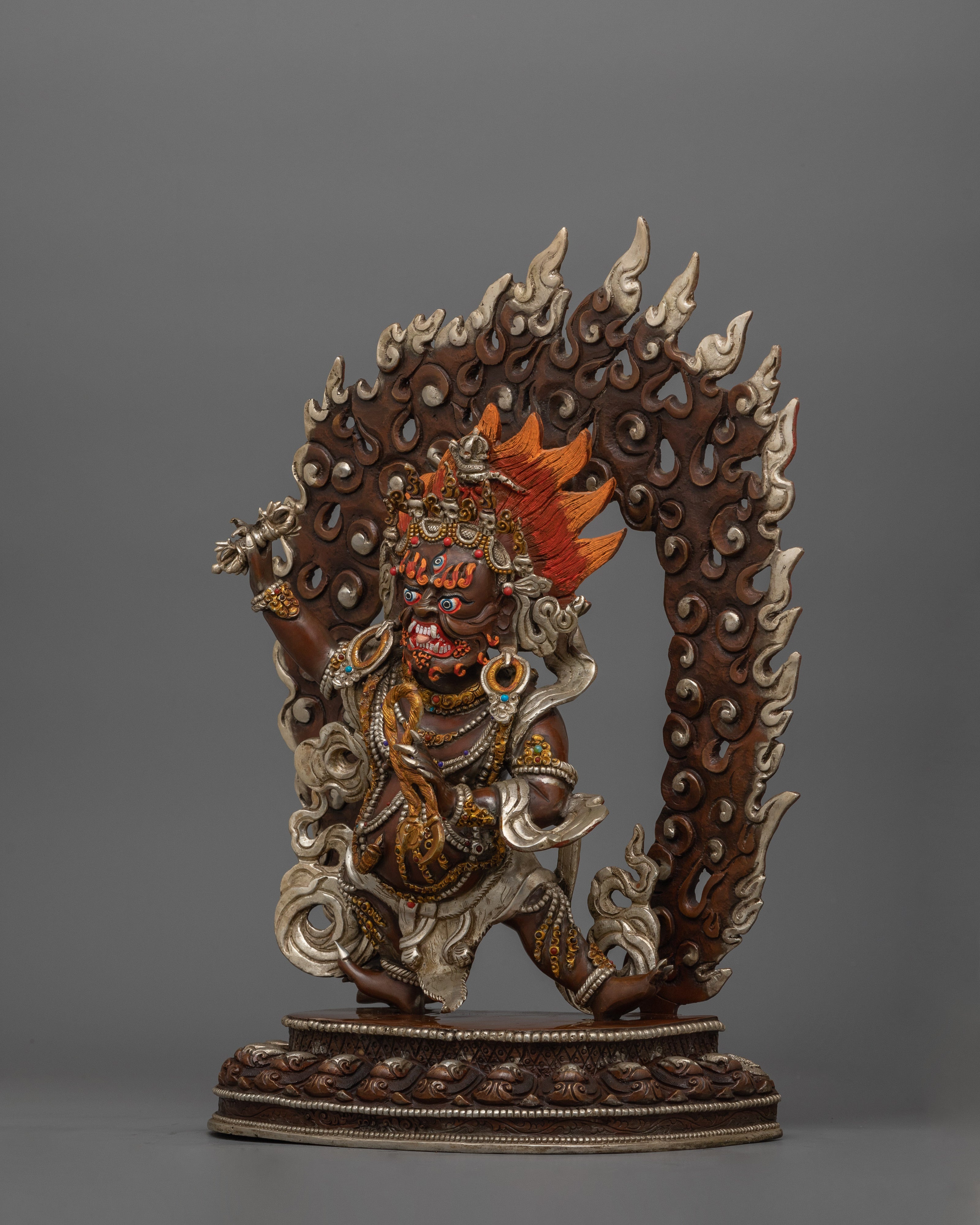 Protection Deity Vajrapani Statue | Silver Plated Statue