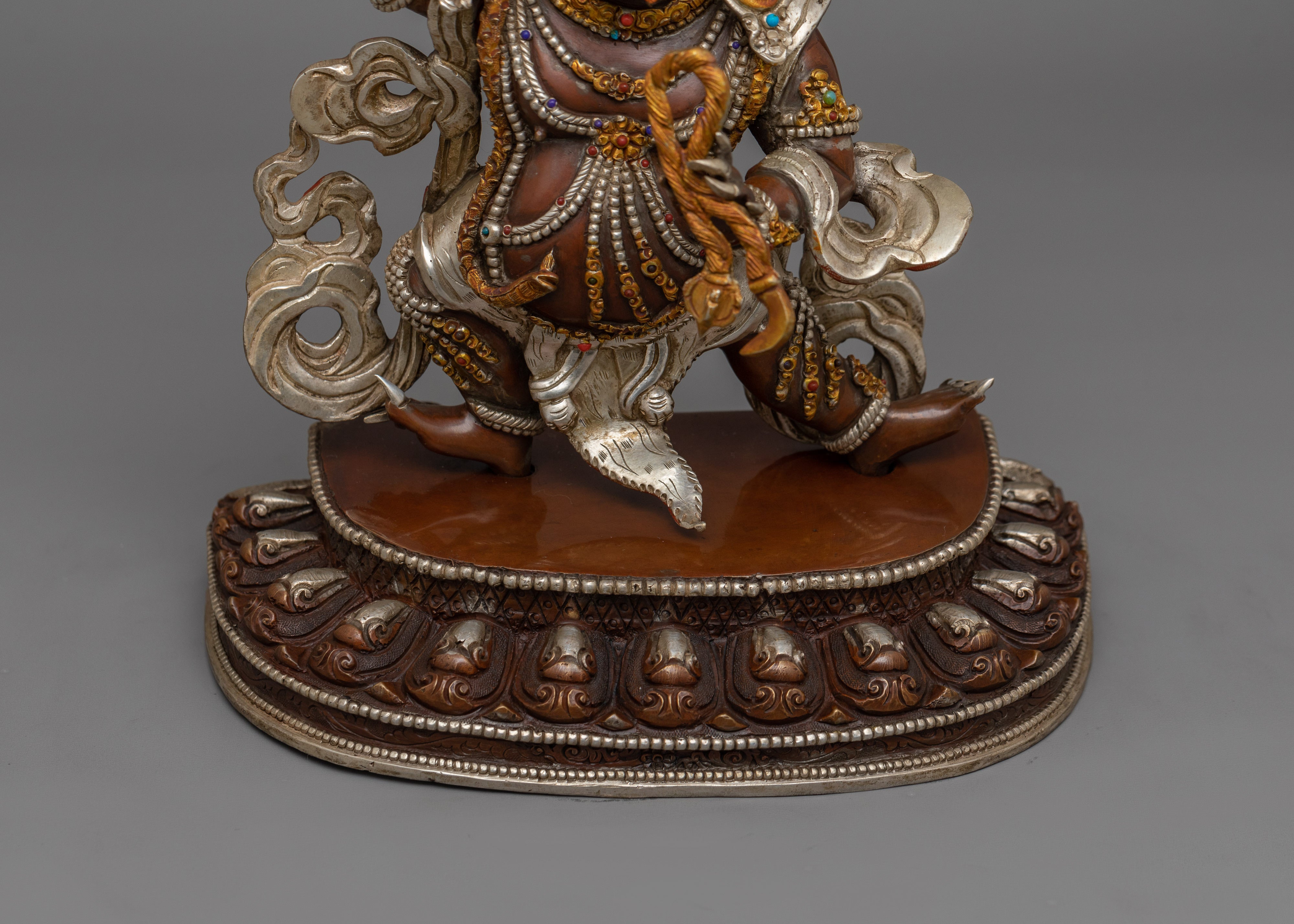 Protection Deity Vajrapani Statue | Silver Plated Statue