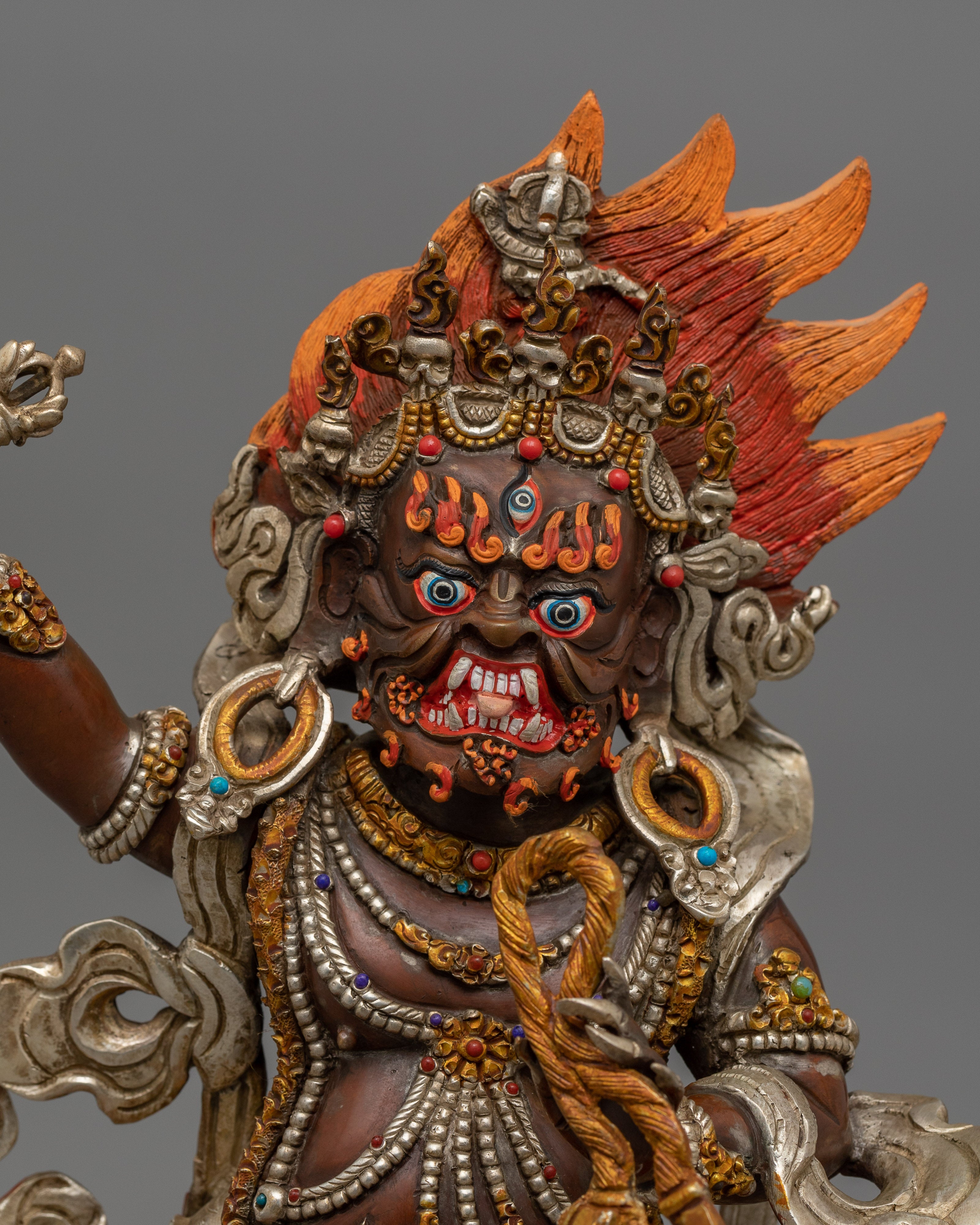 Protection Deity Vajrapani Statue | Silver Plated Statue