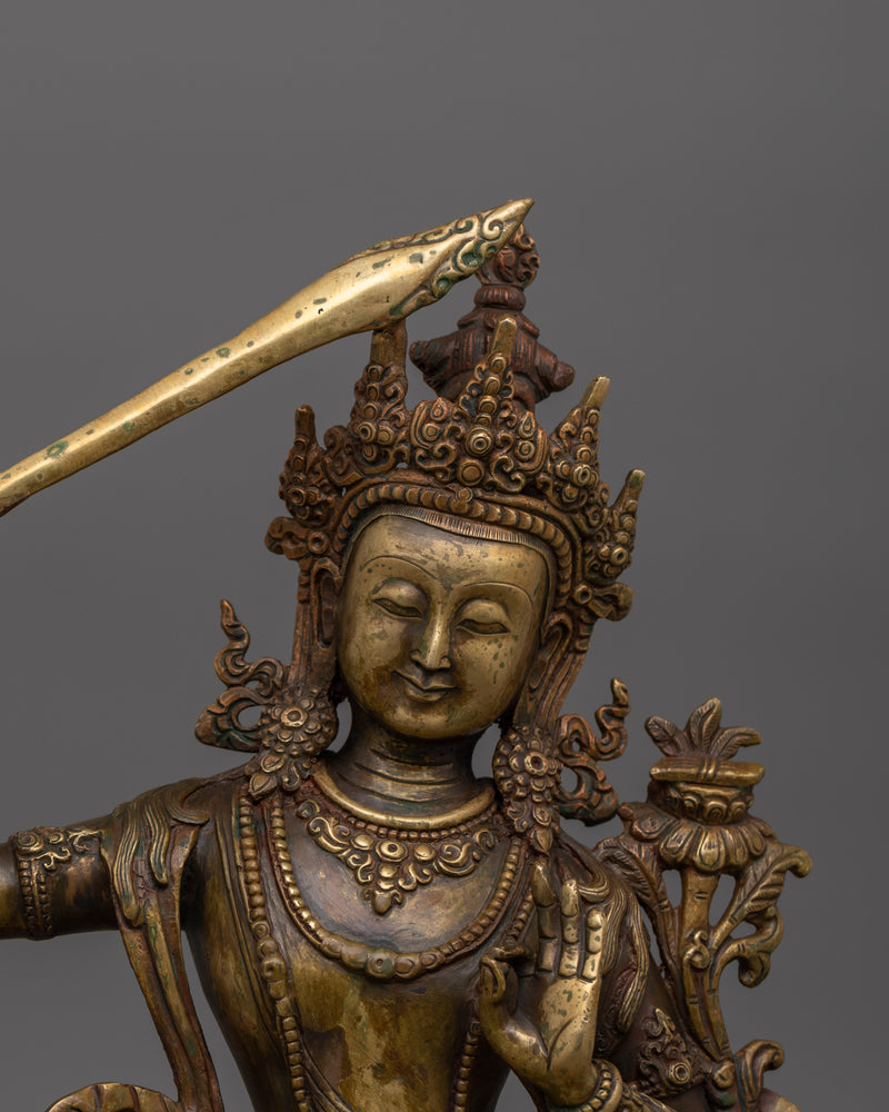 Historical Deity Manjushri Statue | Tibetan Bodhisattva Wisdom Deity