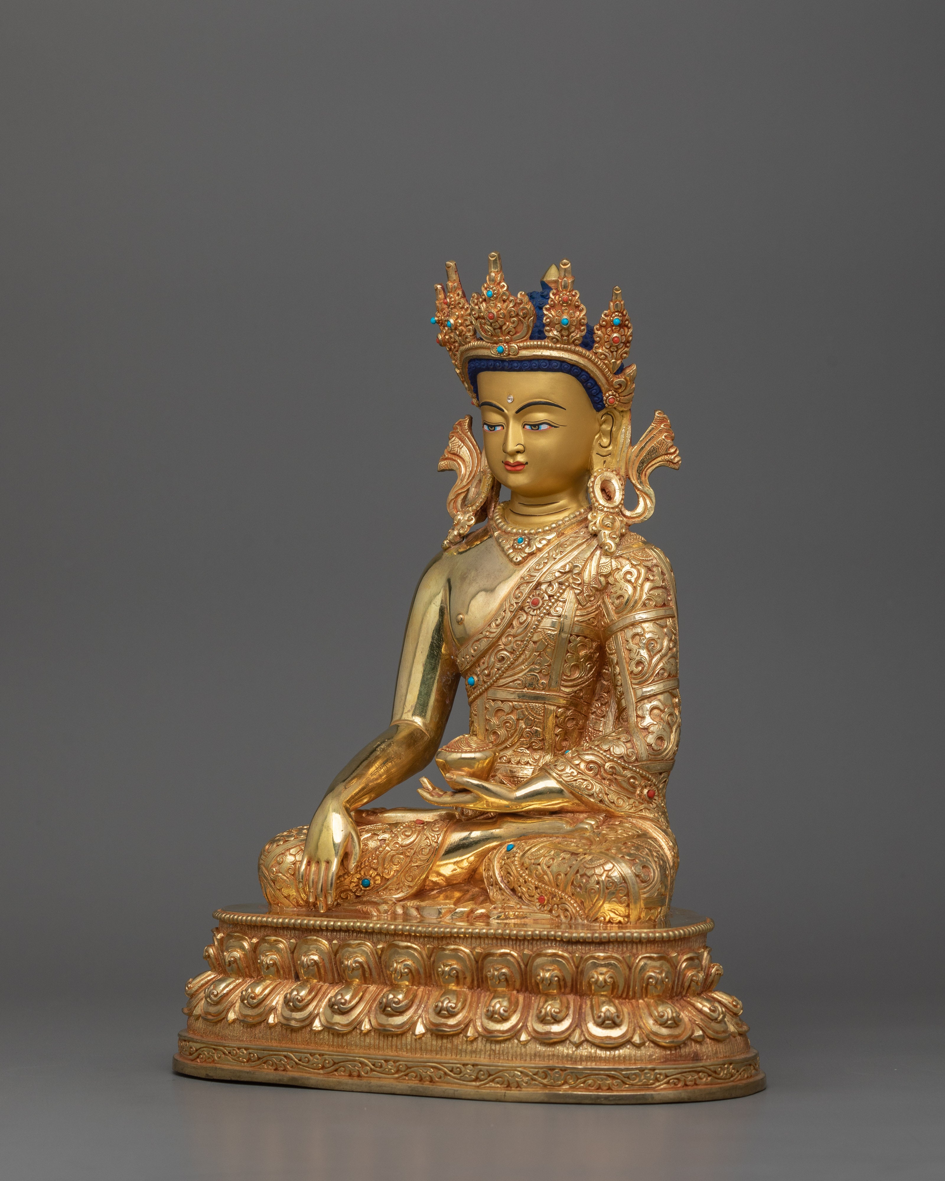 Handmade Crown Shakyamuni Buddha Figurine | Also Known as Teacher