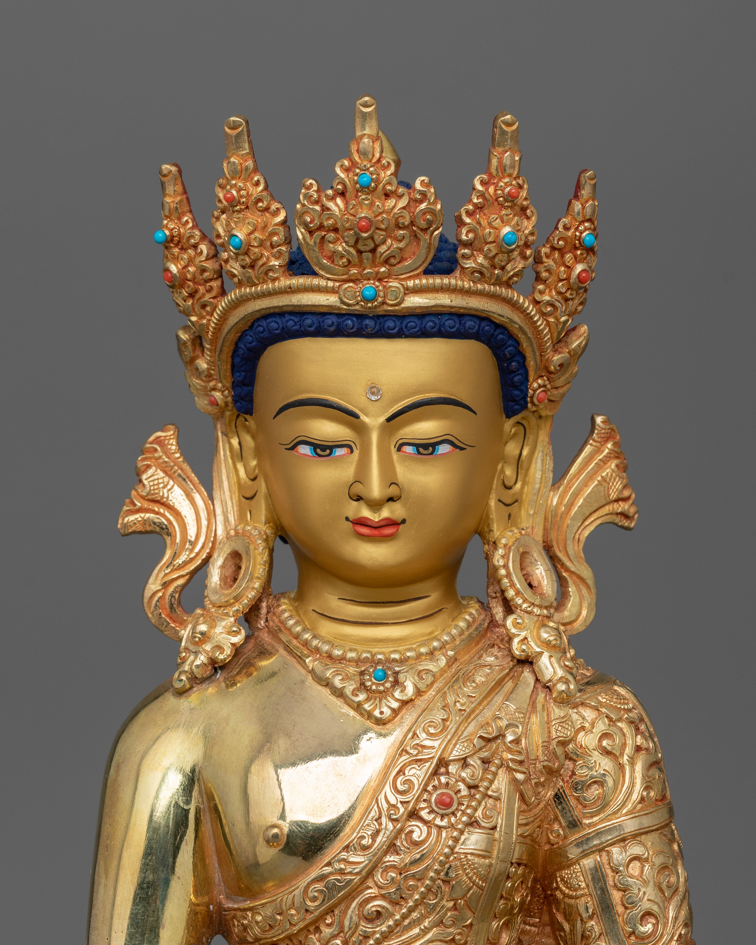 Handmade Crown Shakyamuni Buddha Figurine | Also Known as Teacher