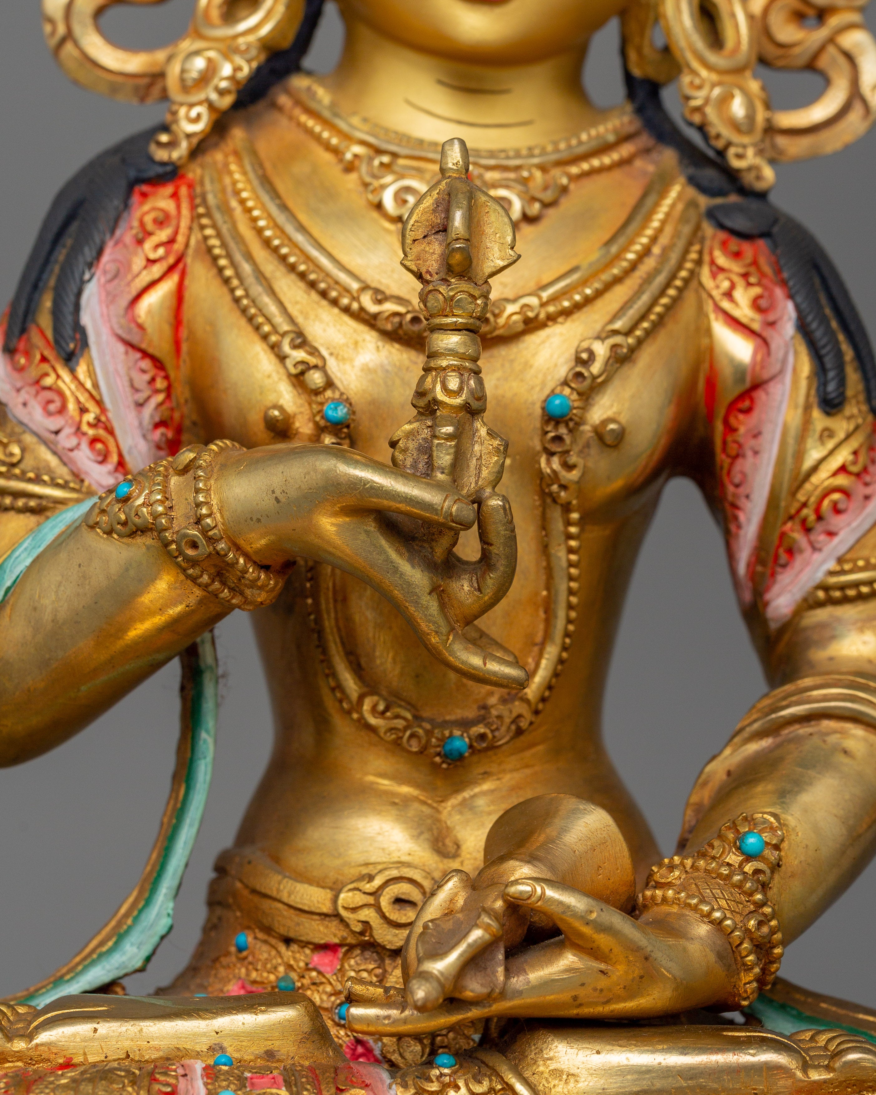 Vajrasattva With Beautiful Handcarved Gemstones Statue | Traditional Artwork