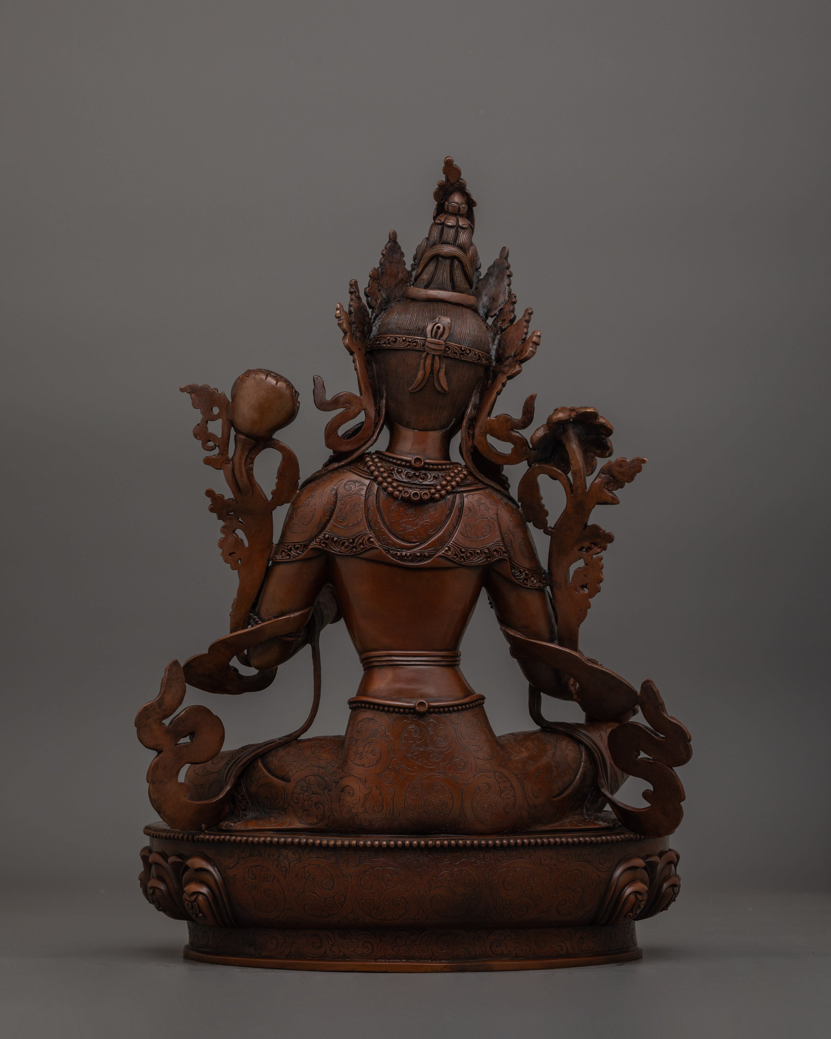 Gorgeous Green Tara With Oxidized Body Statue | Traditional Himalayan Art