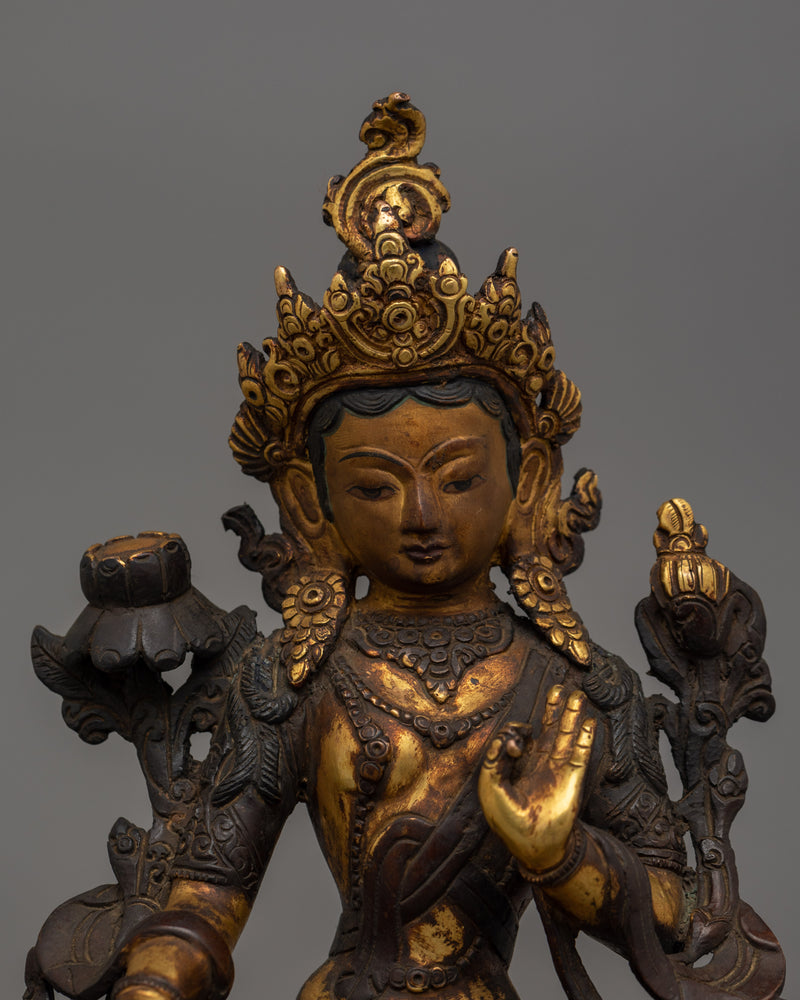 Mother of Mercy Green Tara Statue | Female Enlightened Buddha