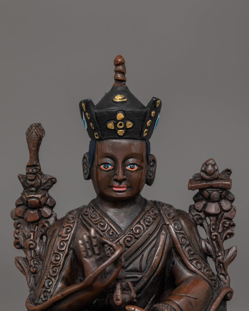 Handmade Buddhist Master Karmapa Sculpture | Oxidized Copper Body Statue