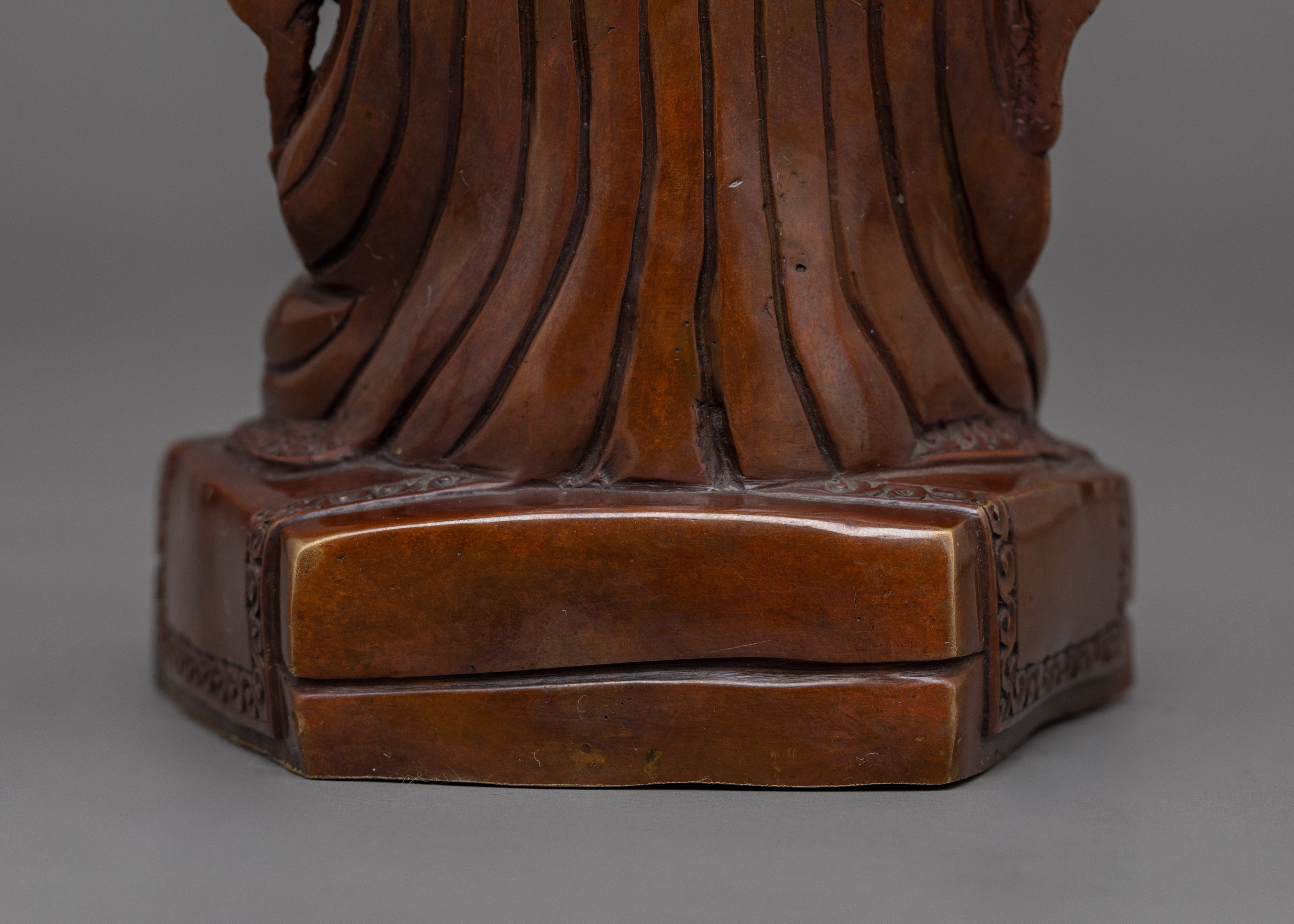 Tibetan Statue of Buddhist Master Karmapa | Oxidized Copper Body Statue