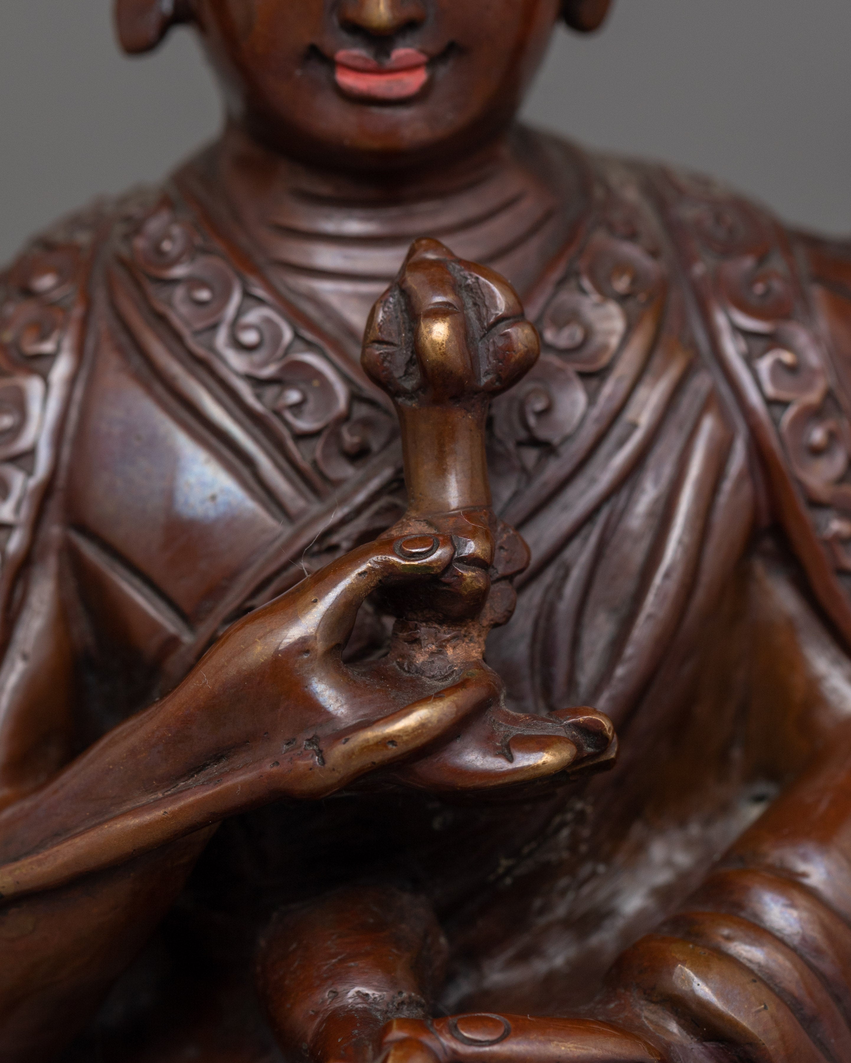 Tibetan Statue of Buddhist Master Karmapa | Oxidized Copper Body Statue