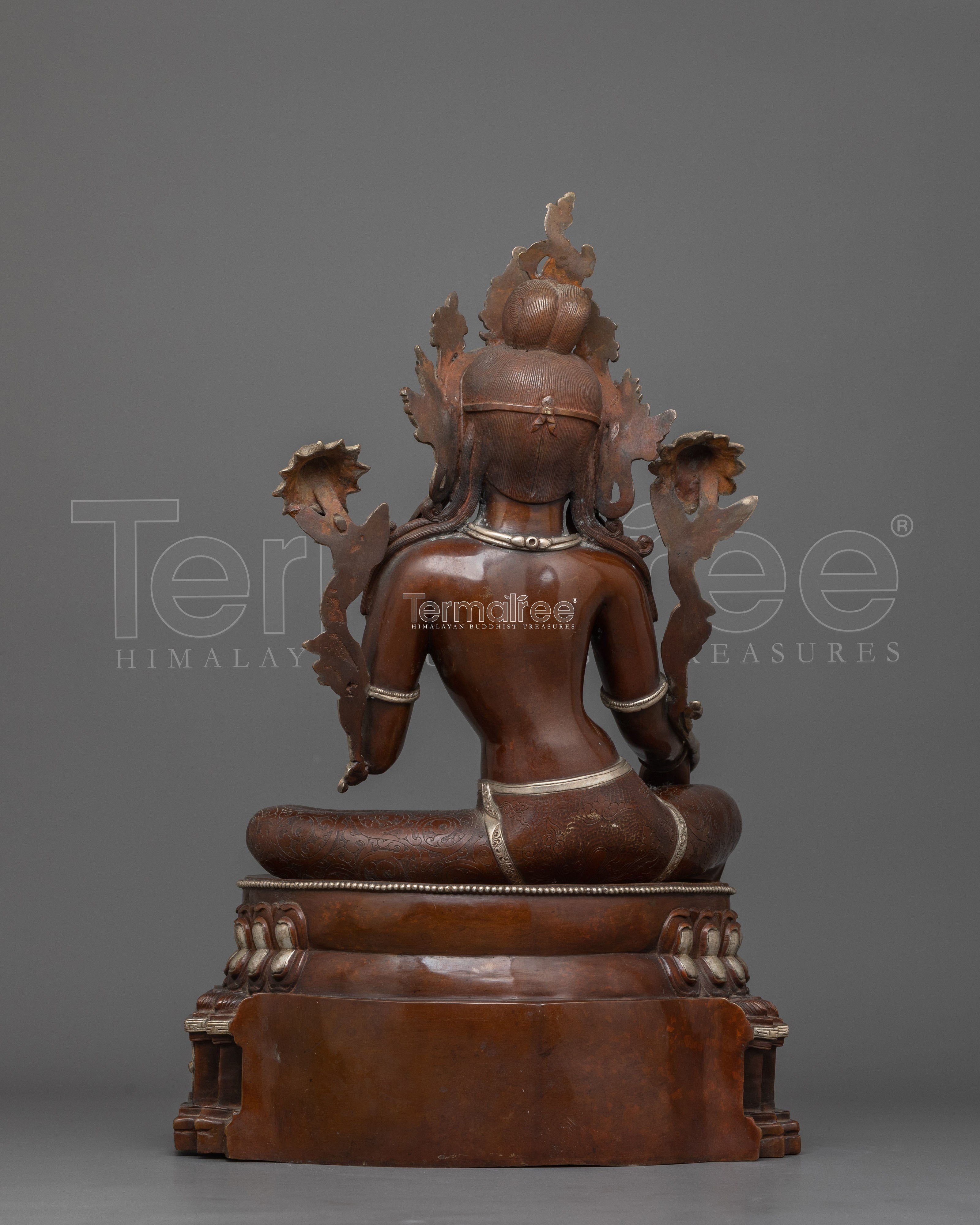 Helping Goddess Green Tara Statue | Silver Plated Mother Goddess