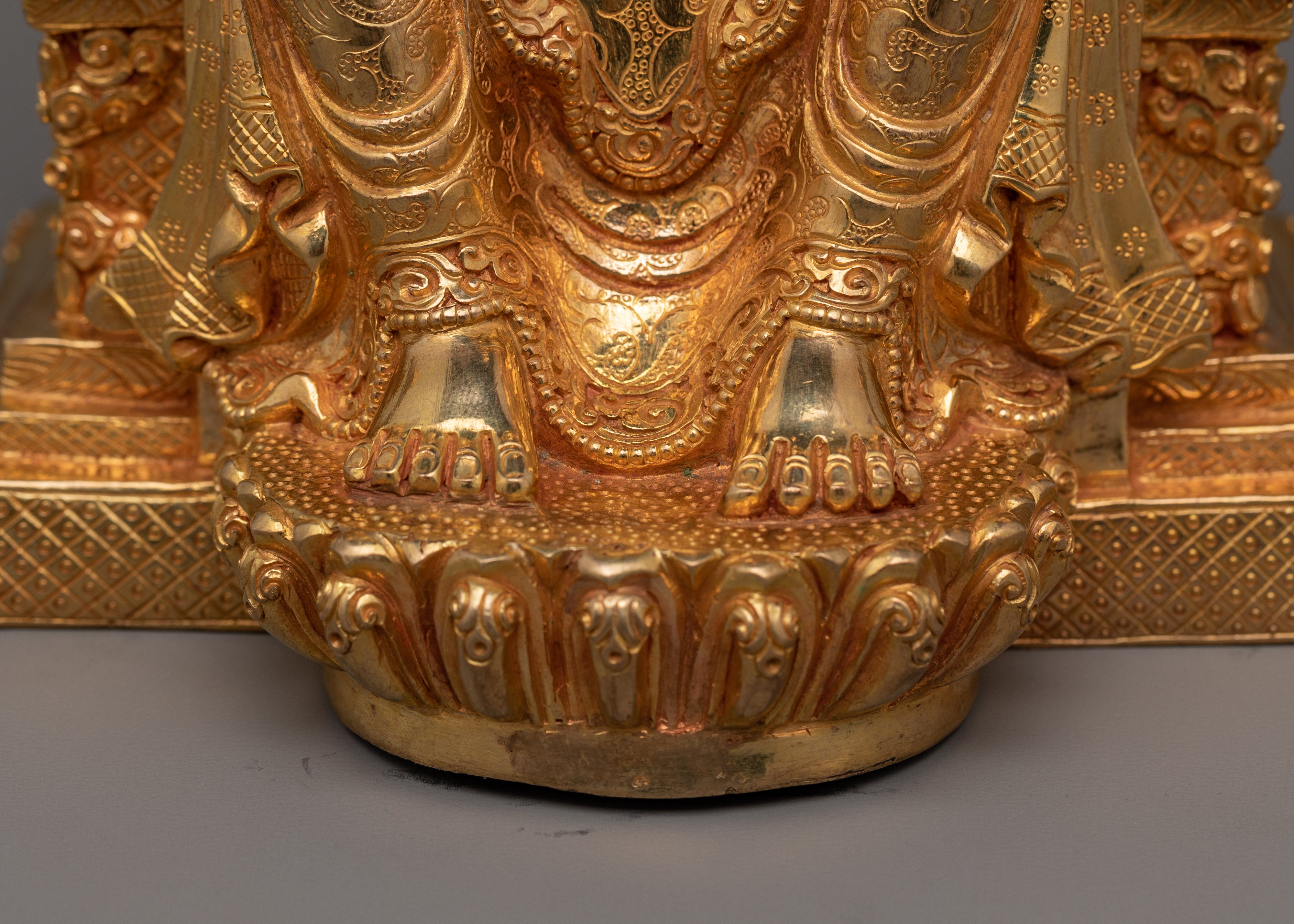 Maitreya Buddha Future Deity Statue  | Gold Gilded Sculpture with Beautiful Halo