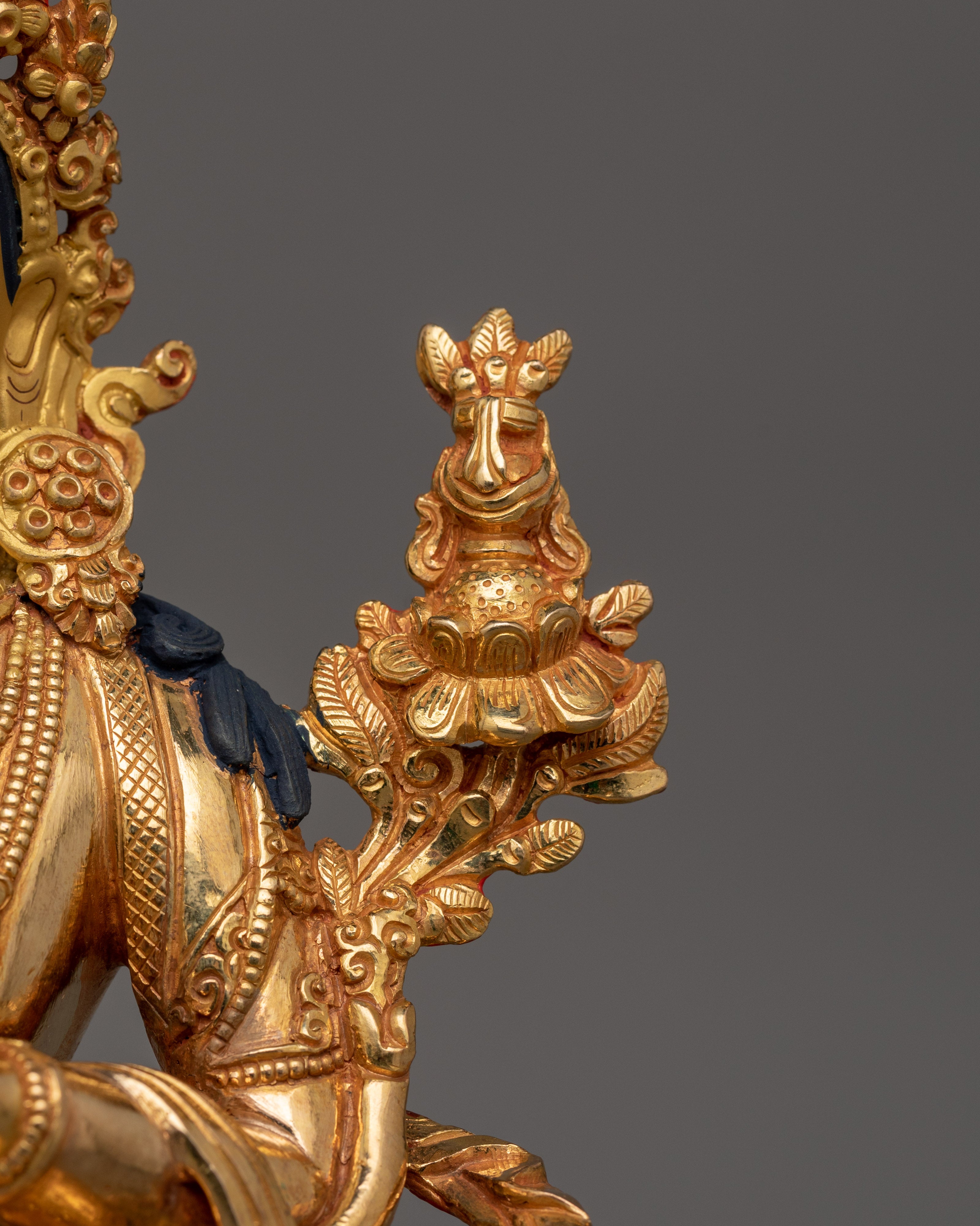 Maitreya Buddha Future Deity Statue  | Gold Gilded Sculpture with Beautiful Halo