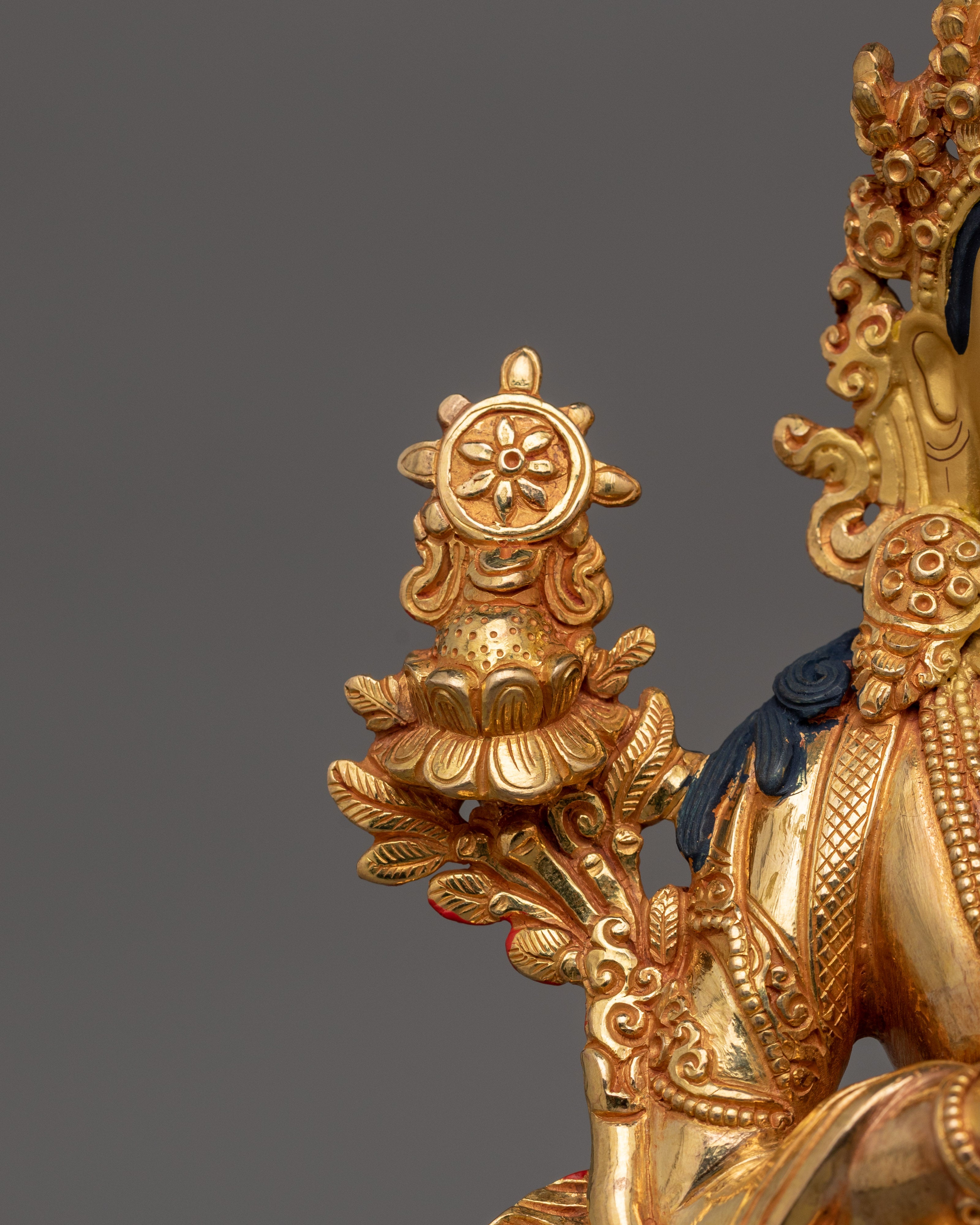 Maitreya Buddha Future Deity Statue  | Gold Gilded Sculpture with Beautiful Halo