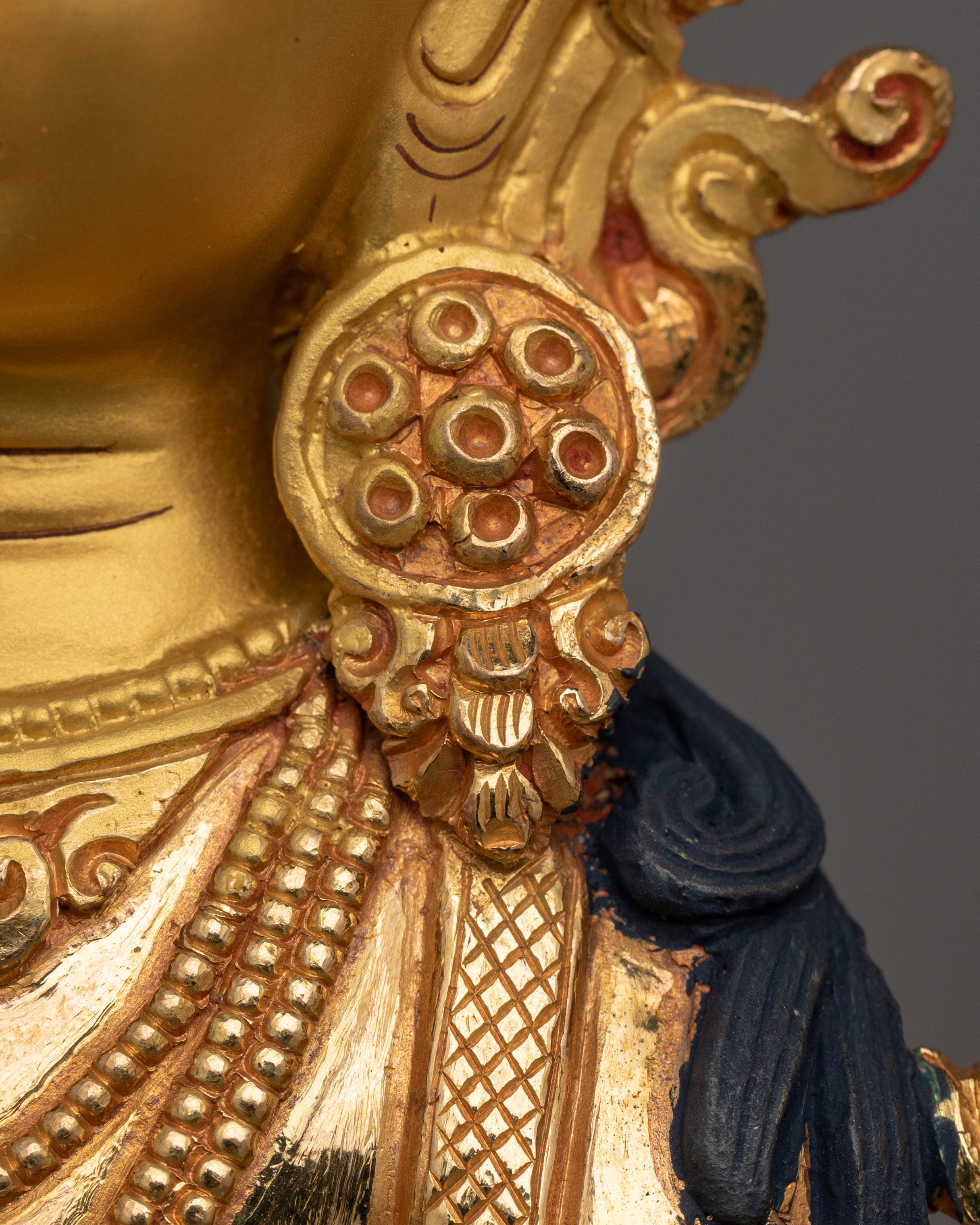 Maitreya Buddha Future Deity Statue  | Gold Gilded Sculpture with Beautiful Halo