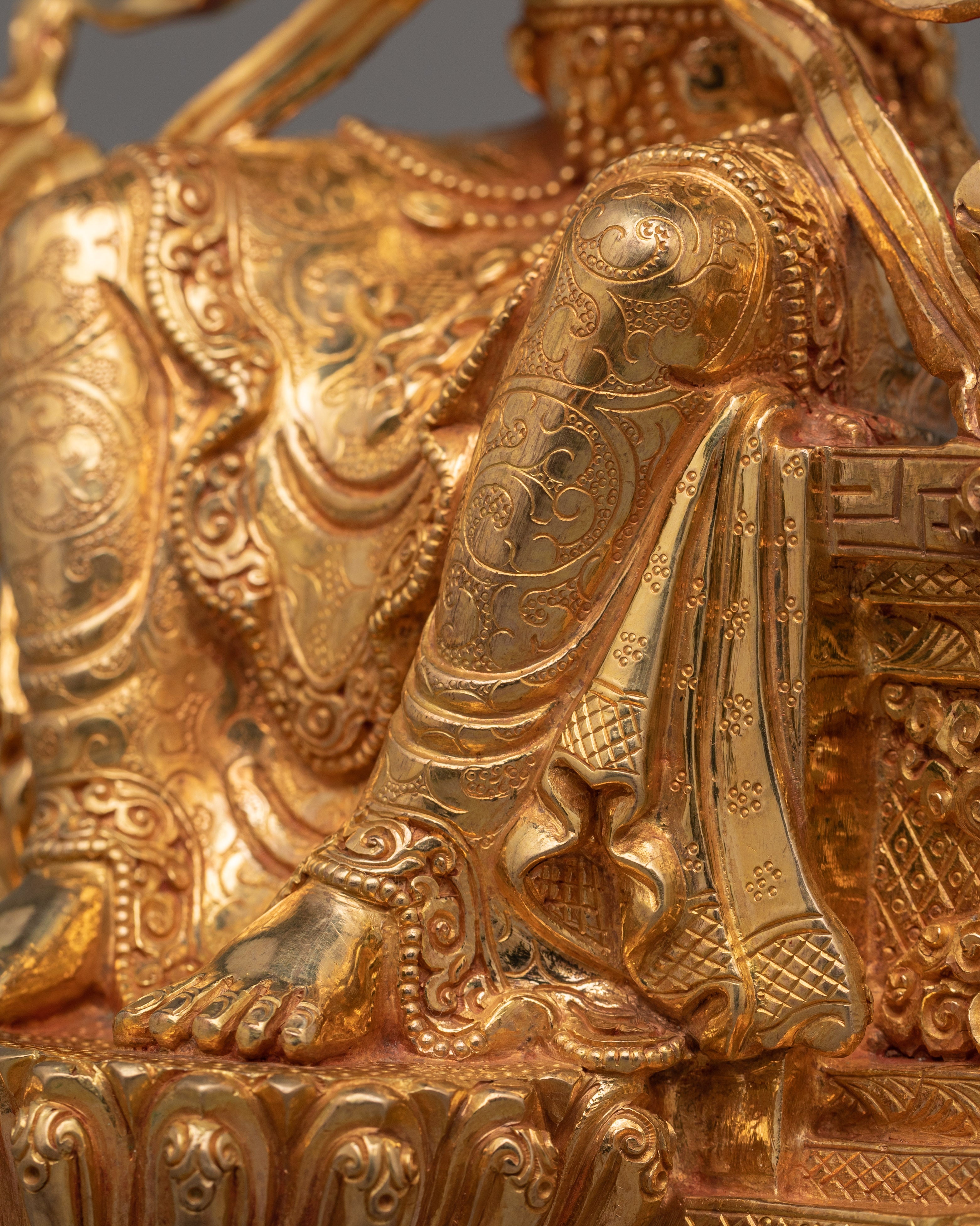 Maitreya Buddha Future Deity Statue  | Gold Gilded Sculpture with Beautiful Halo