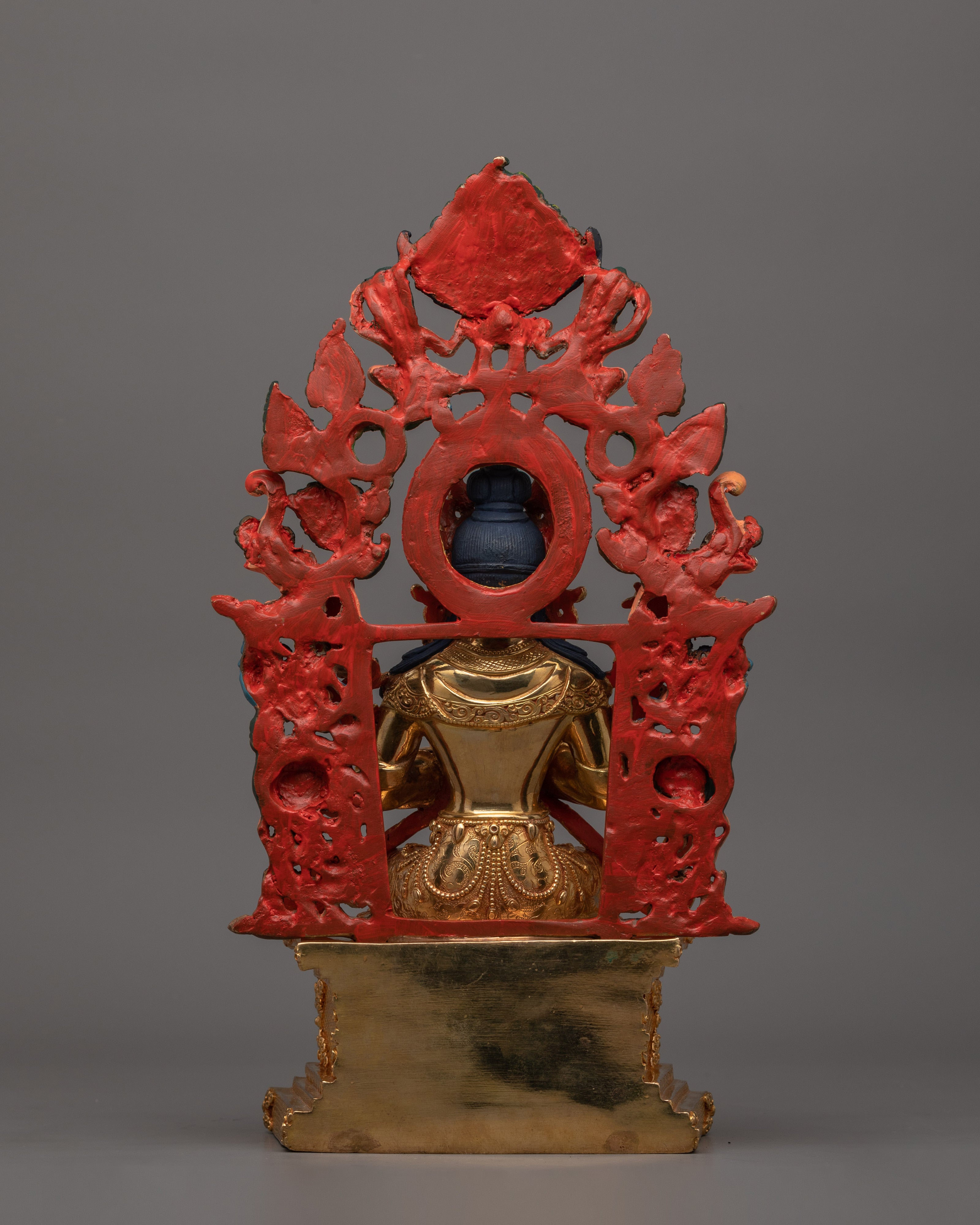 Maitreya Buddha Future Deity Statue  | Gold Gilded Sculpture with Beautiful Halo